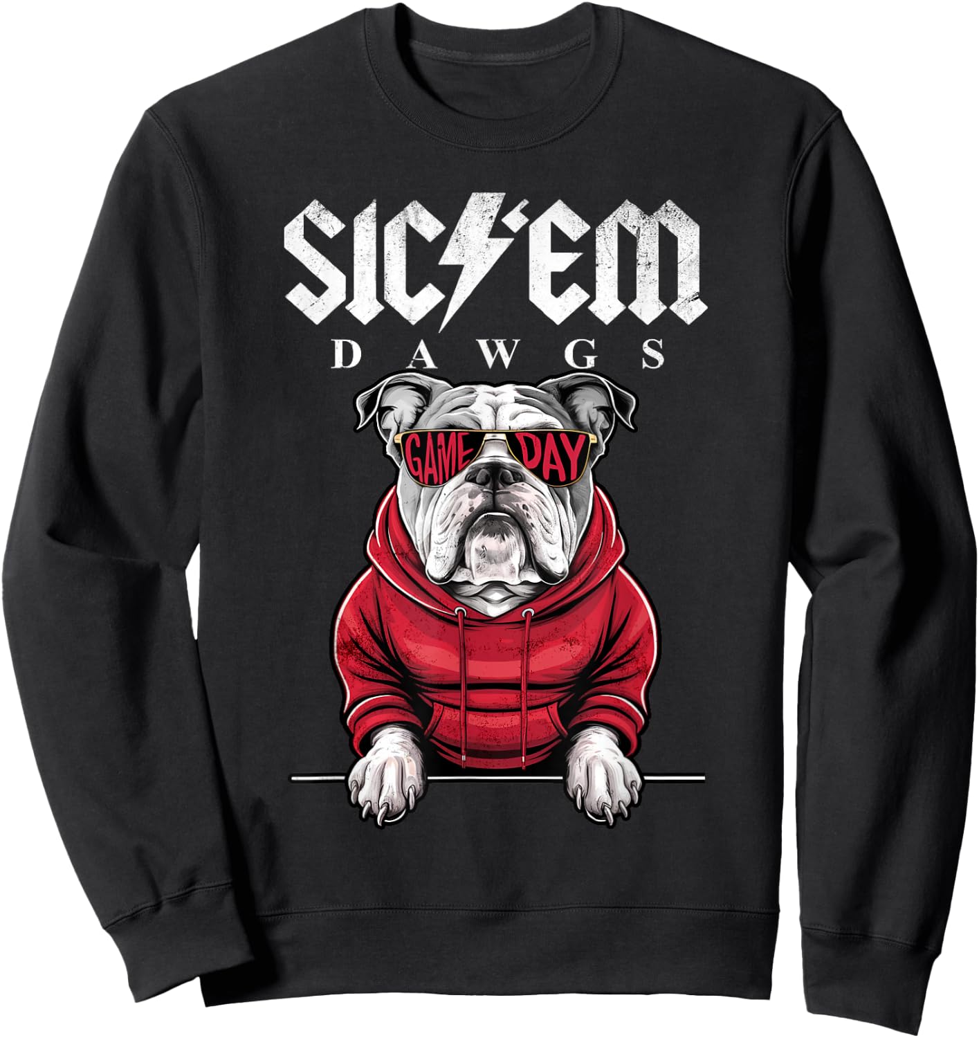 I Love Bulldog Proud Name Vintage Game Day Funny Dog Animal Sweatshirt - Sweatshirt | Black