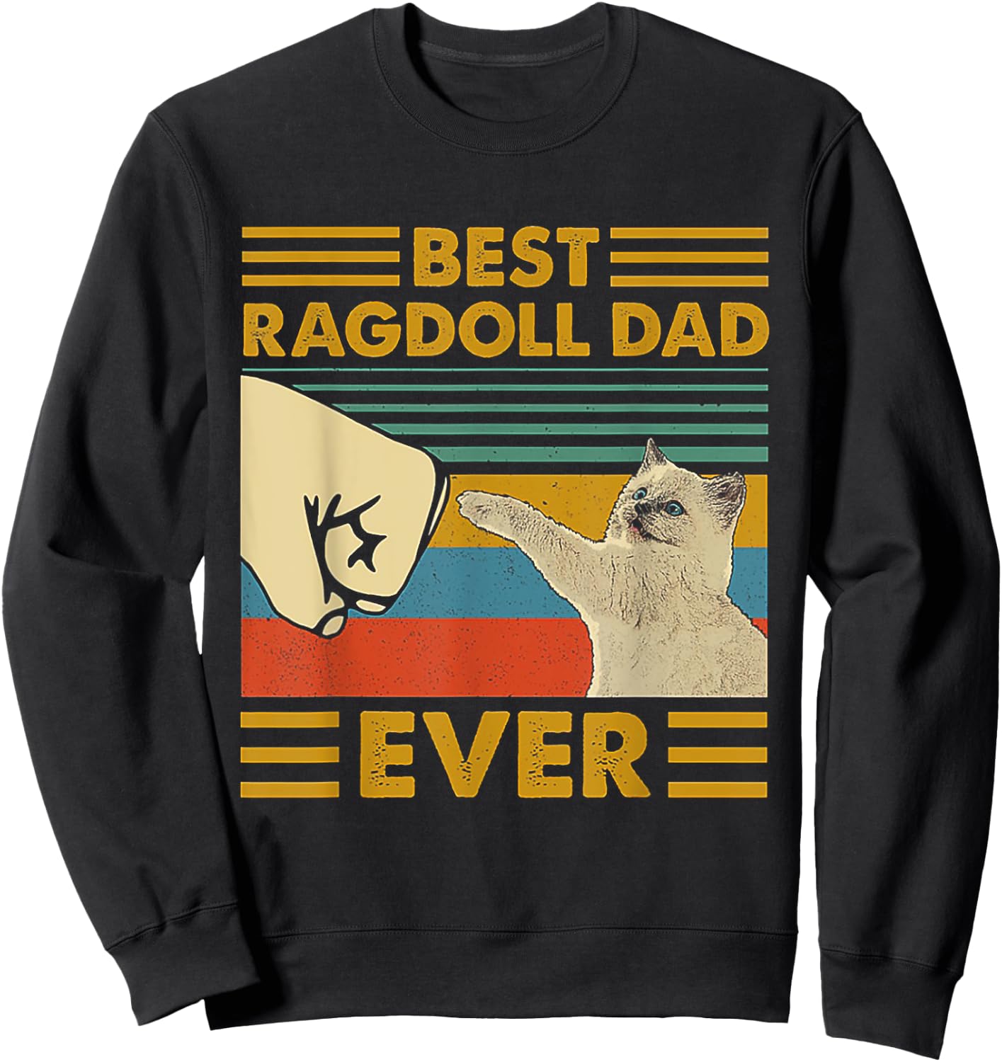 Best Ragdoll Dad Ever Retro Vintage Sunset Sweatshirt - Sweatshirt | Black