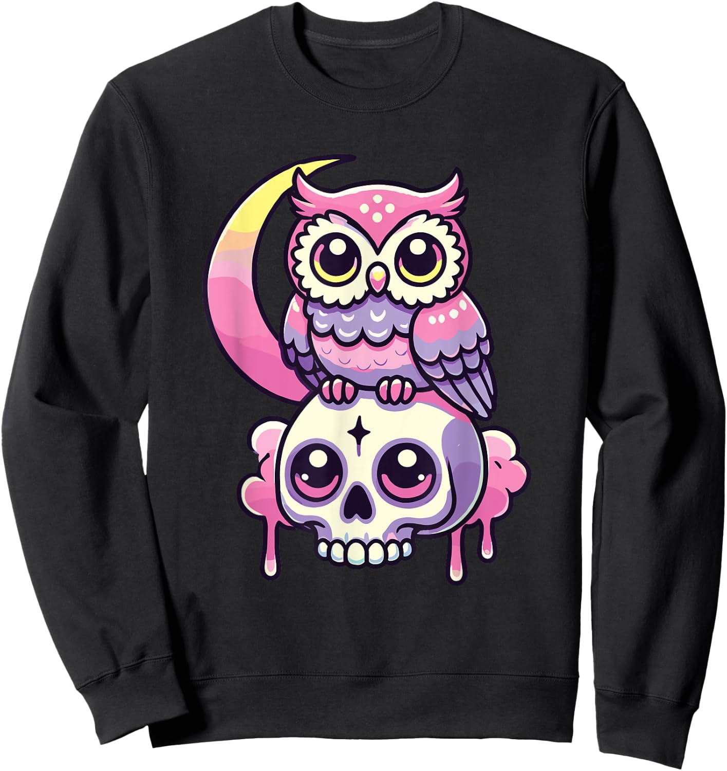 Kawaii Gothic Owl Pastel Colors Gothic Goth Owl Sweatshirt - Sweatshirt | Black