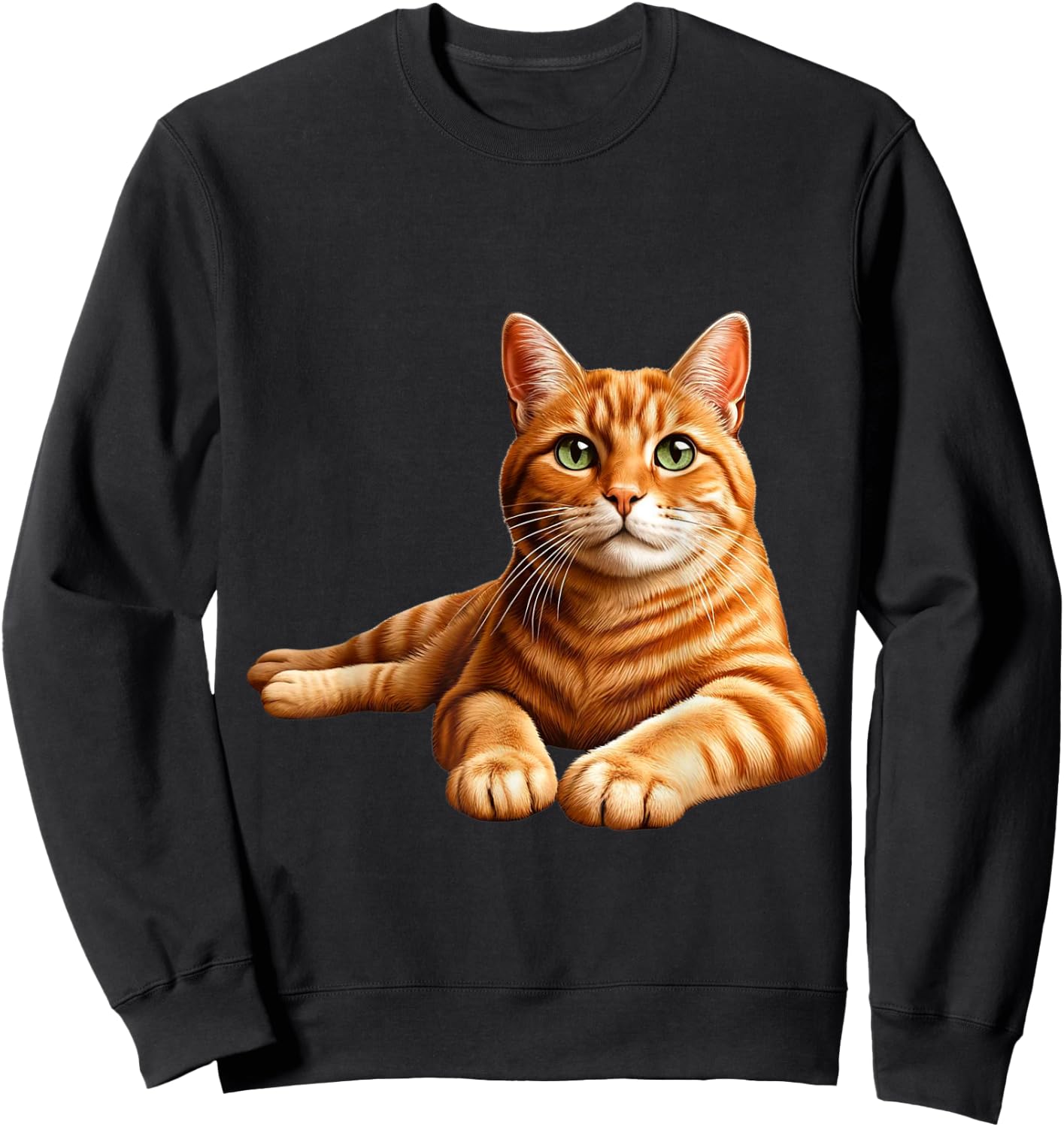 Realistic Orange Tabby Cat Cute Pet Portrait Women Kids Sweatshirt - Sweatshirt | Black