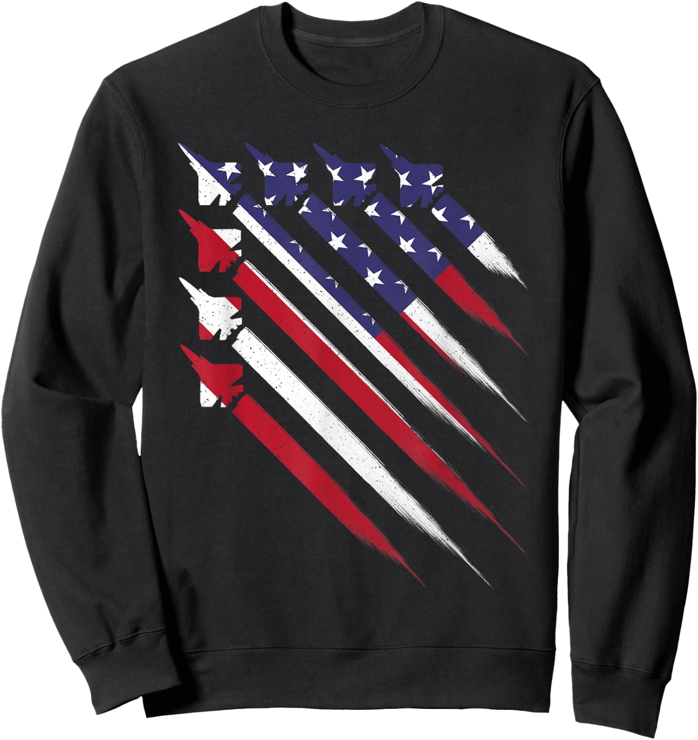 Patriotic 4th of July Jet USA American Flag Men Boys Sweatshirt - Sweatshirt | Black