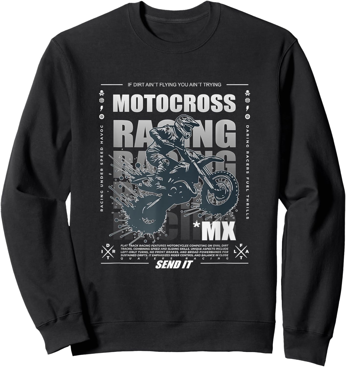 Dirt Bike Motocross MX Supercross Graphic Sweatshirt - Sweatshirt | Black