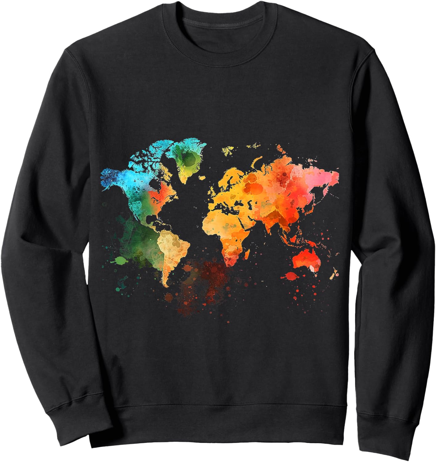 World Map Watercolor Sweatshirt - Sweatshirt | Black
