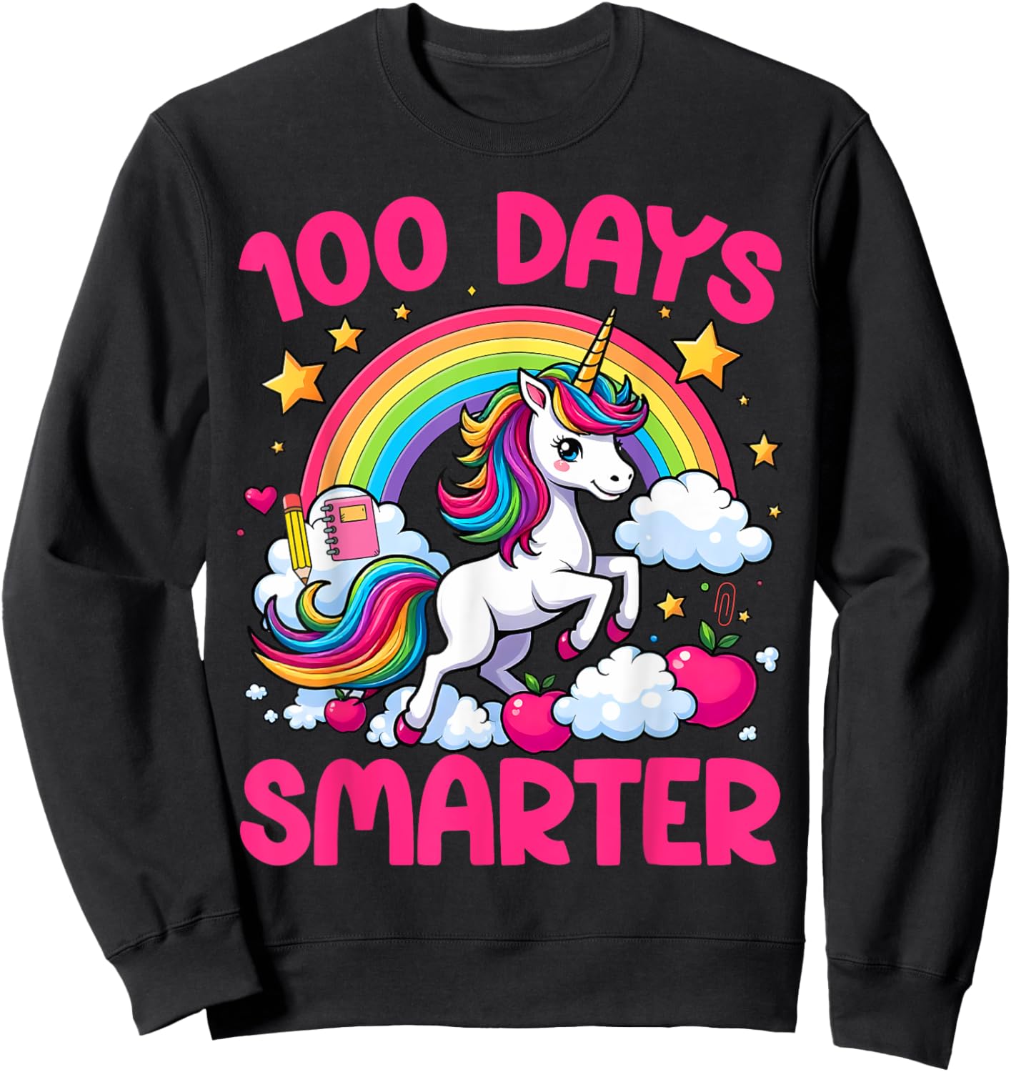 100 Days Of School Smarter Unicorn Teacher Girls 100th Days Sweatshirt - Sweatshirt | Black