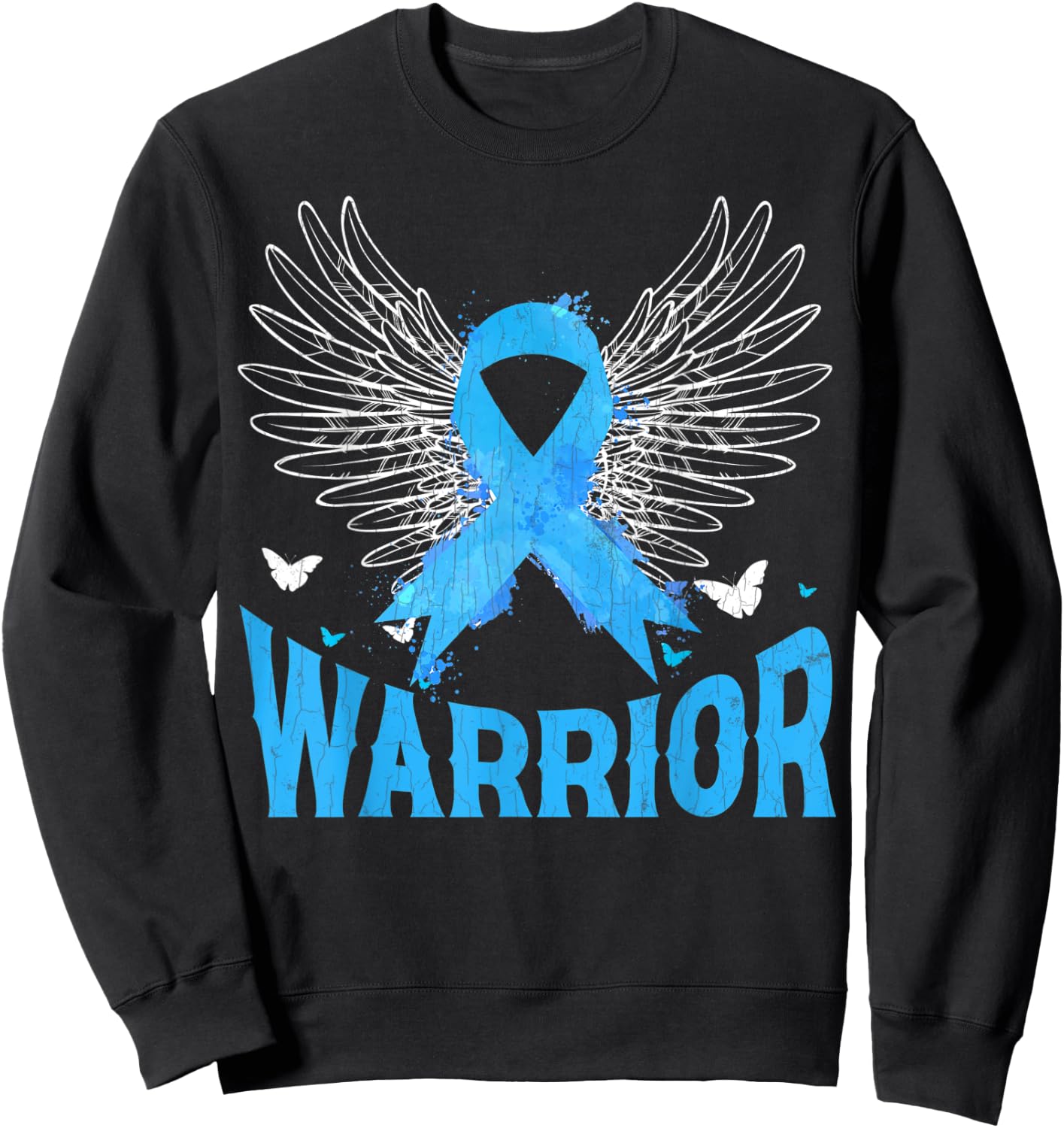 Warrior USA Flag Prostate Cancer Awareness Blue Graphic Sweatshirt - Sweatshirt | Black