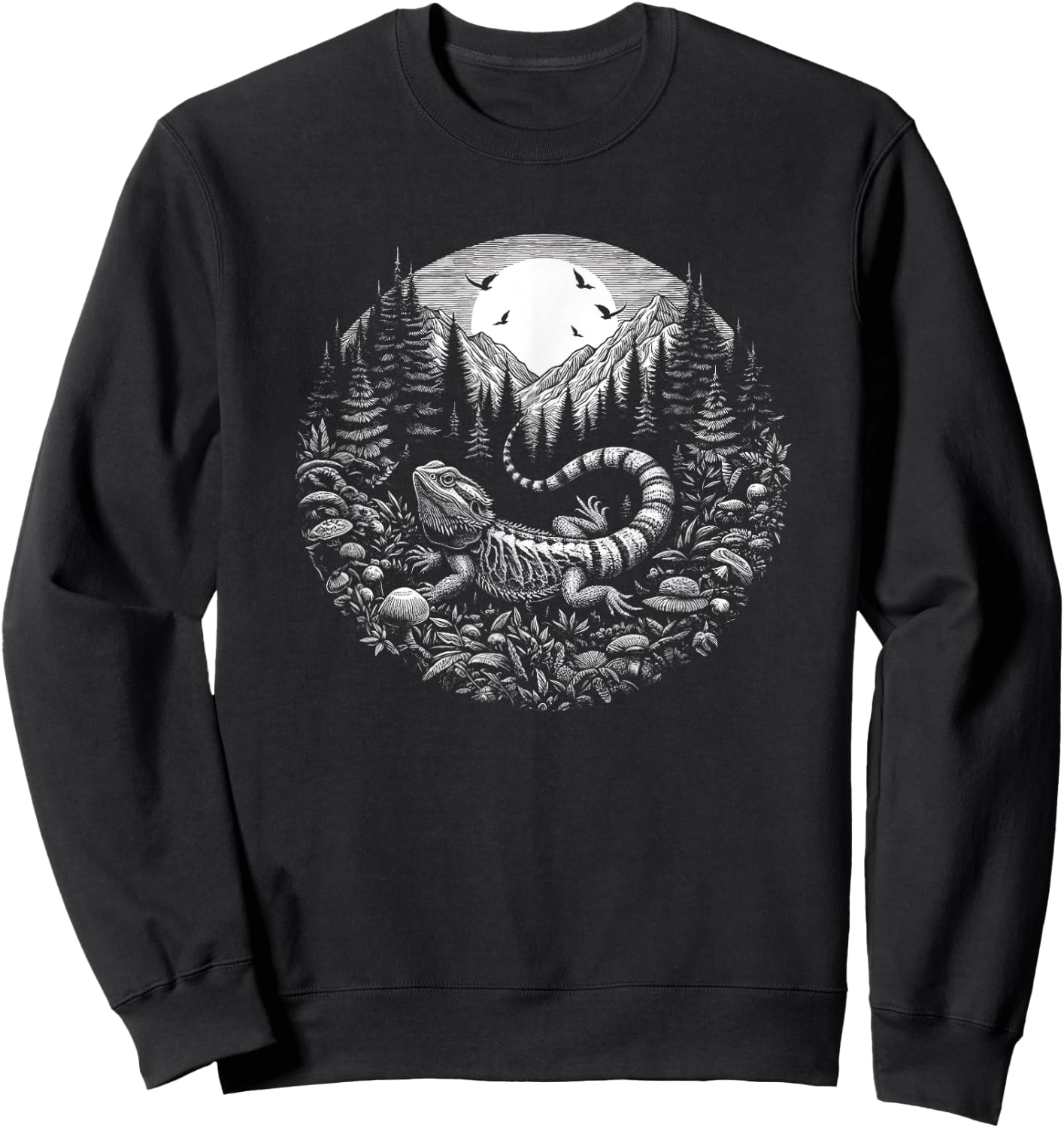 Bearded Dragon Art Forest Scene Design And Men Sweatshirt - Sweatshirt | Black