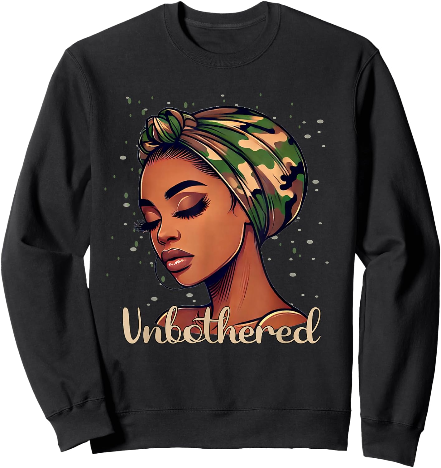 Unbothered Camo Scarf Black Woman Camouflage Sweatshirt - Sweatshirt | Black