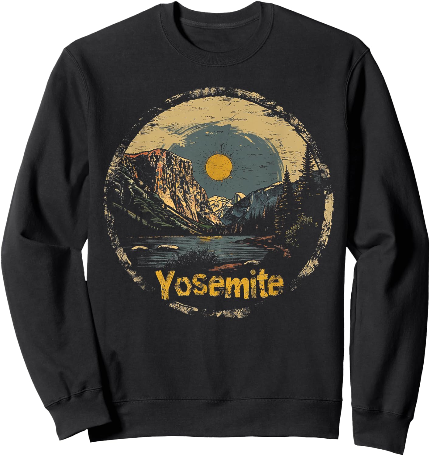 Yosemite - US National Park Vintage Men Women Kids Retro Sweatshirt - Sweatshirt | Black