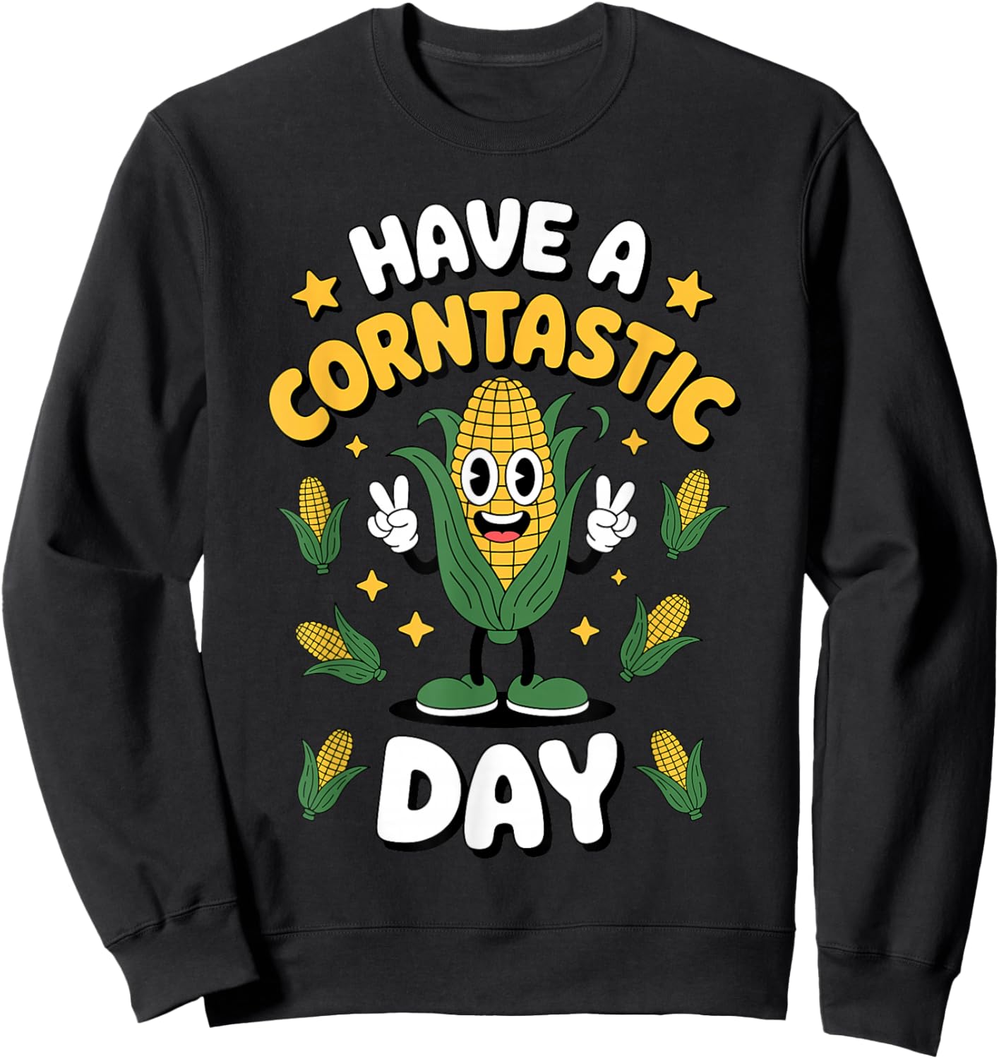 Funny Corn On The Cob Art Women Kids Farmer Corn Sweatshirt - Sweatshirt | Black