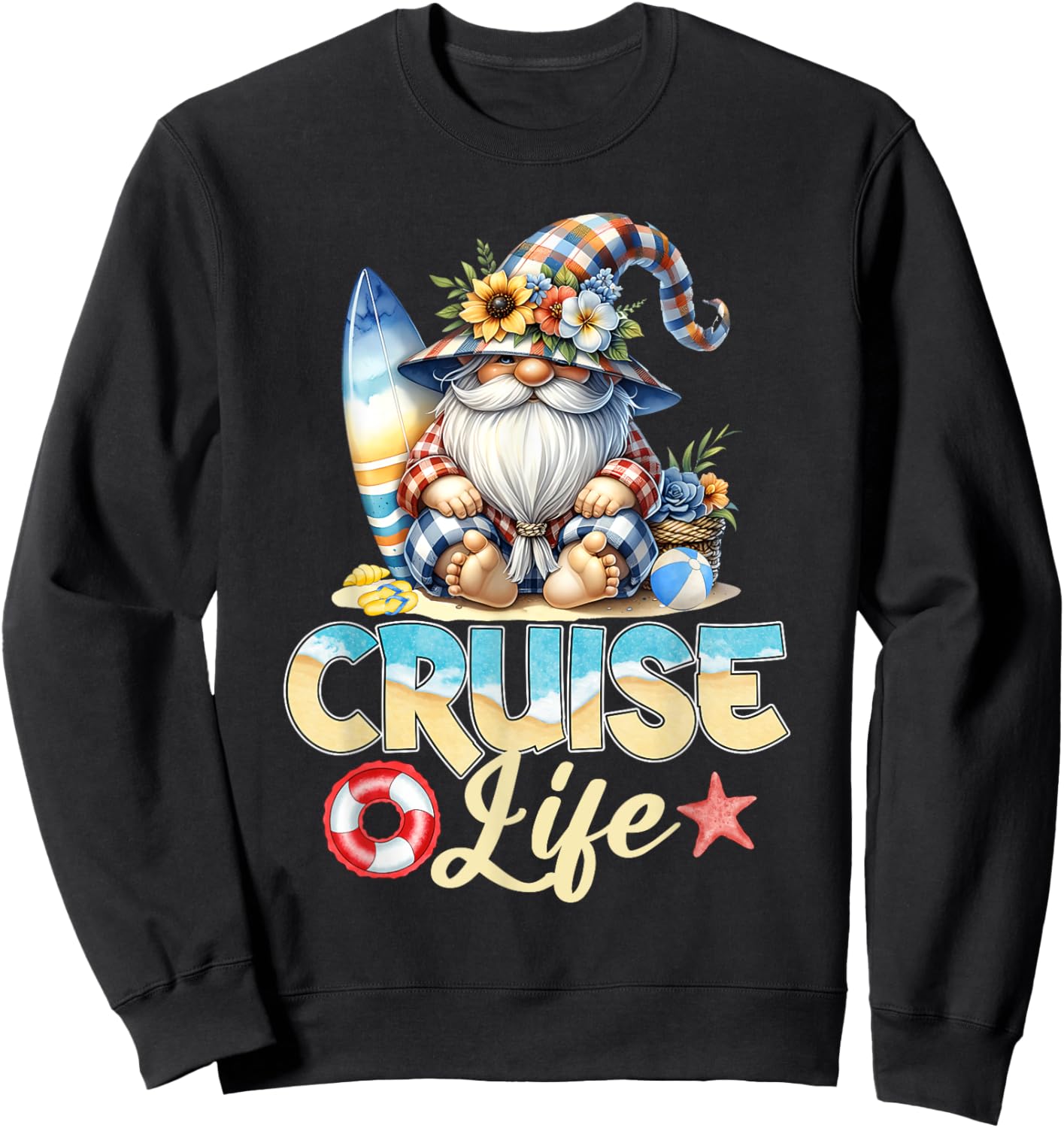 Summer With My Gnomies Vacation Cruise Life Gnome Lover Cute Men Women Kids Sweatshirt - Sweatshirt | Black