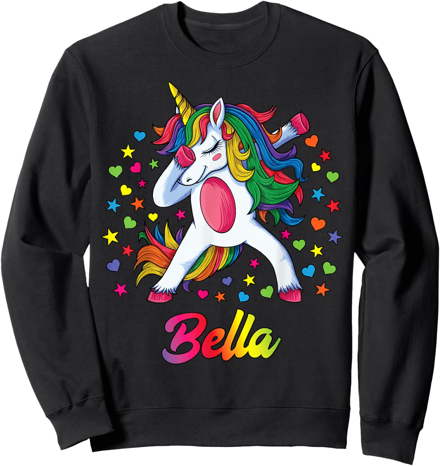 Bella Personalised Name Unicorn Girls Gift Sweatshirt - Sweatshirt | Black