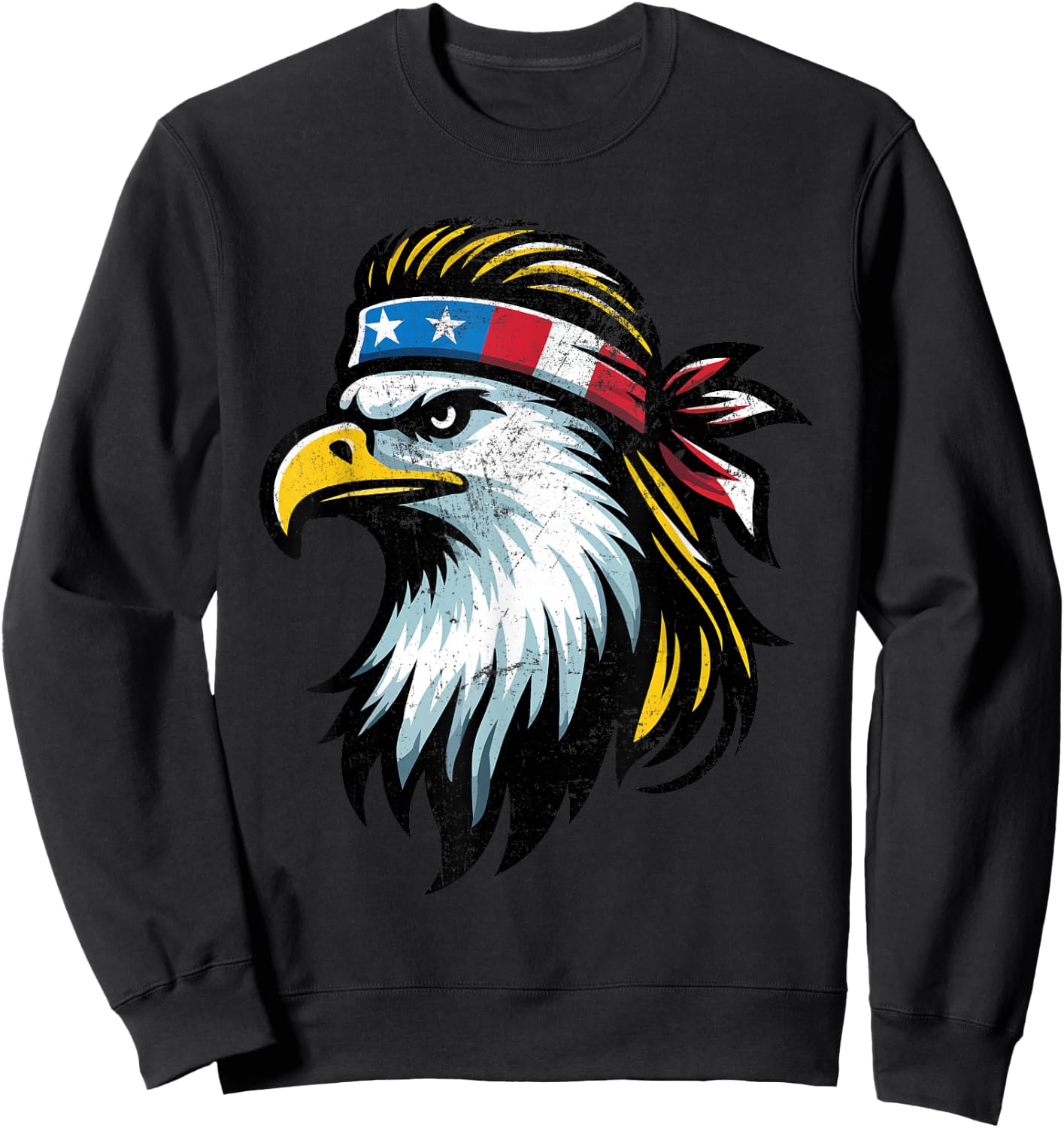 Patriotic USA Eagle Mullet American Flag - 4th of July Women Kids Men Sweatshirt - Sweatshirt | Black