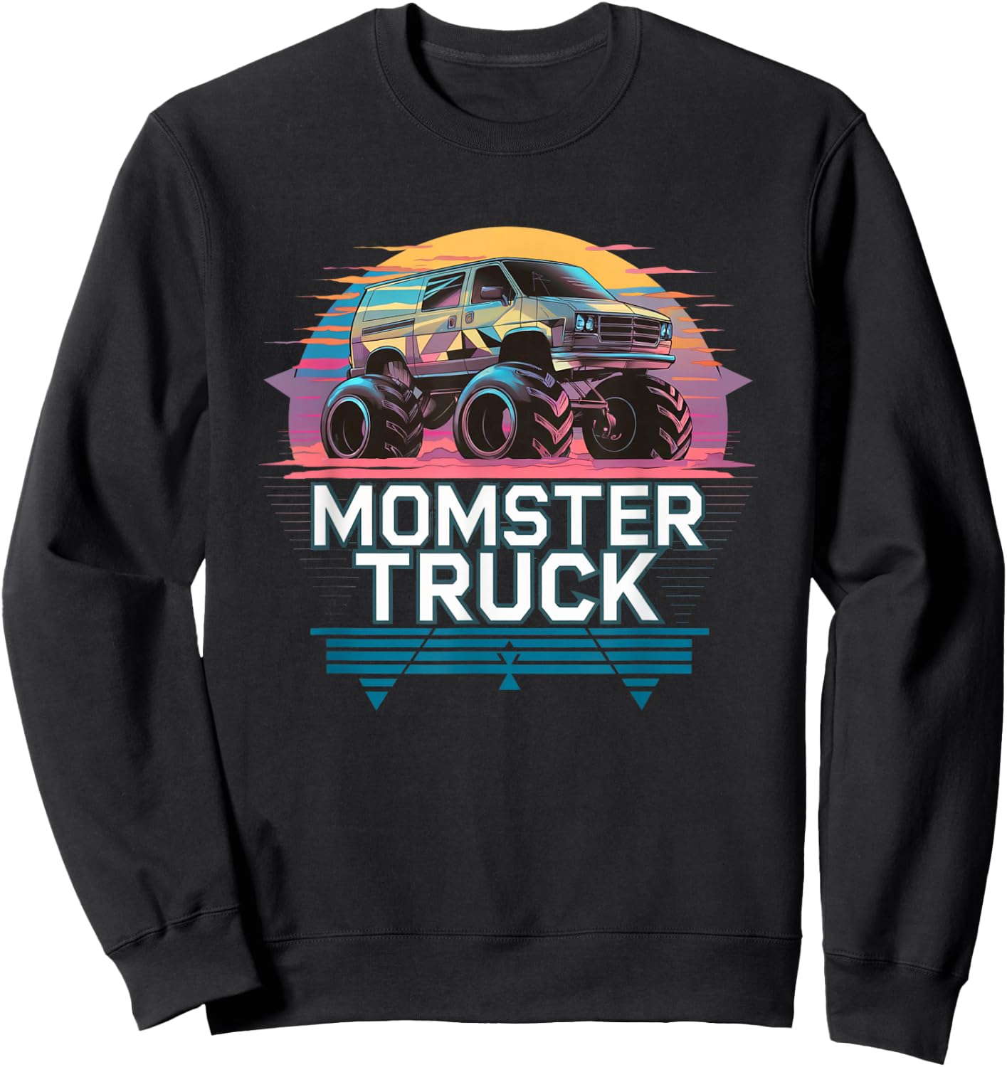 Momster Truck Retro Van Cool Mom School Drop Off Sweatshirt - Sweatshirt | Black