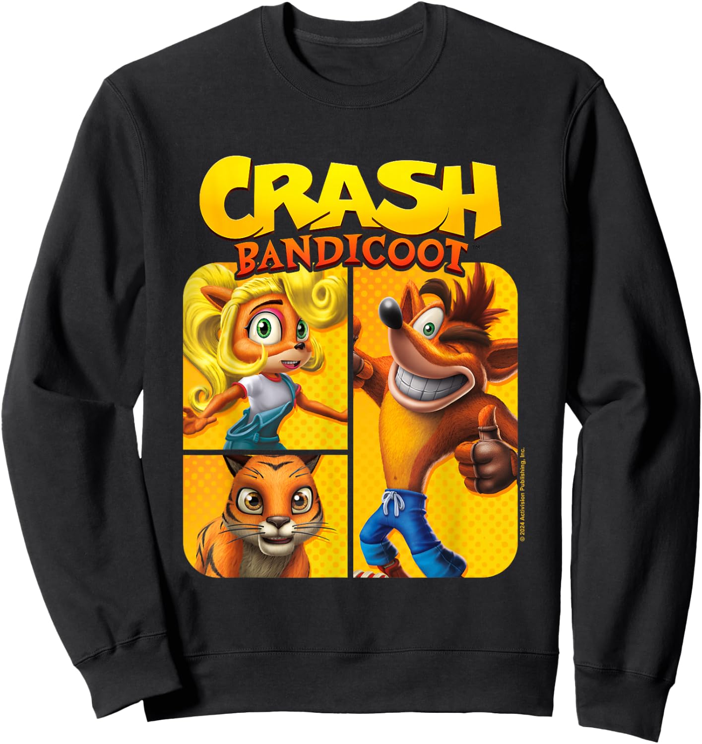 Crash Bandicoot & Friends Vintage Character Panels Sweatshirt - Sweatshirt | Black