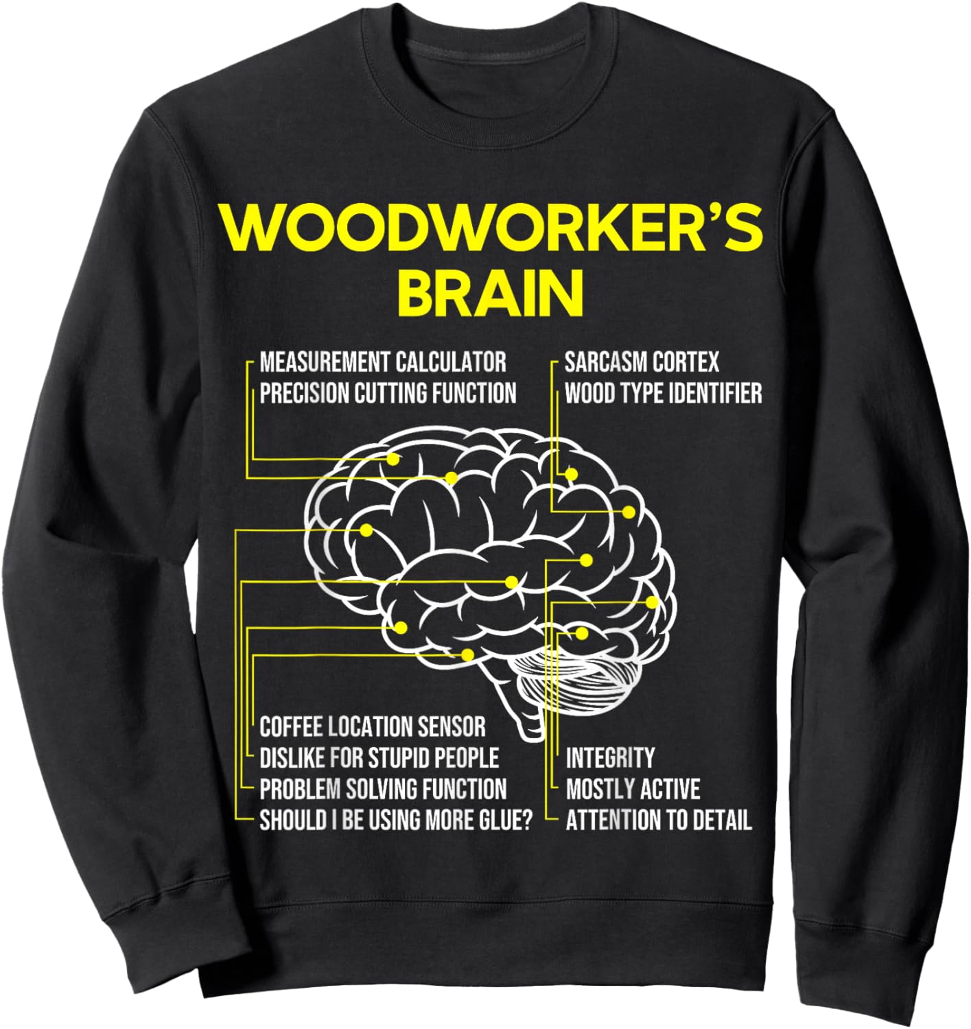 Woodworker's Brain Funny Woodworking Carpenter Sweatshirt - Sweatshirt | Black