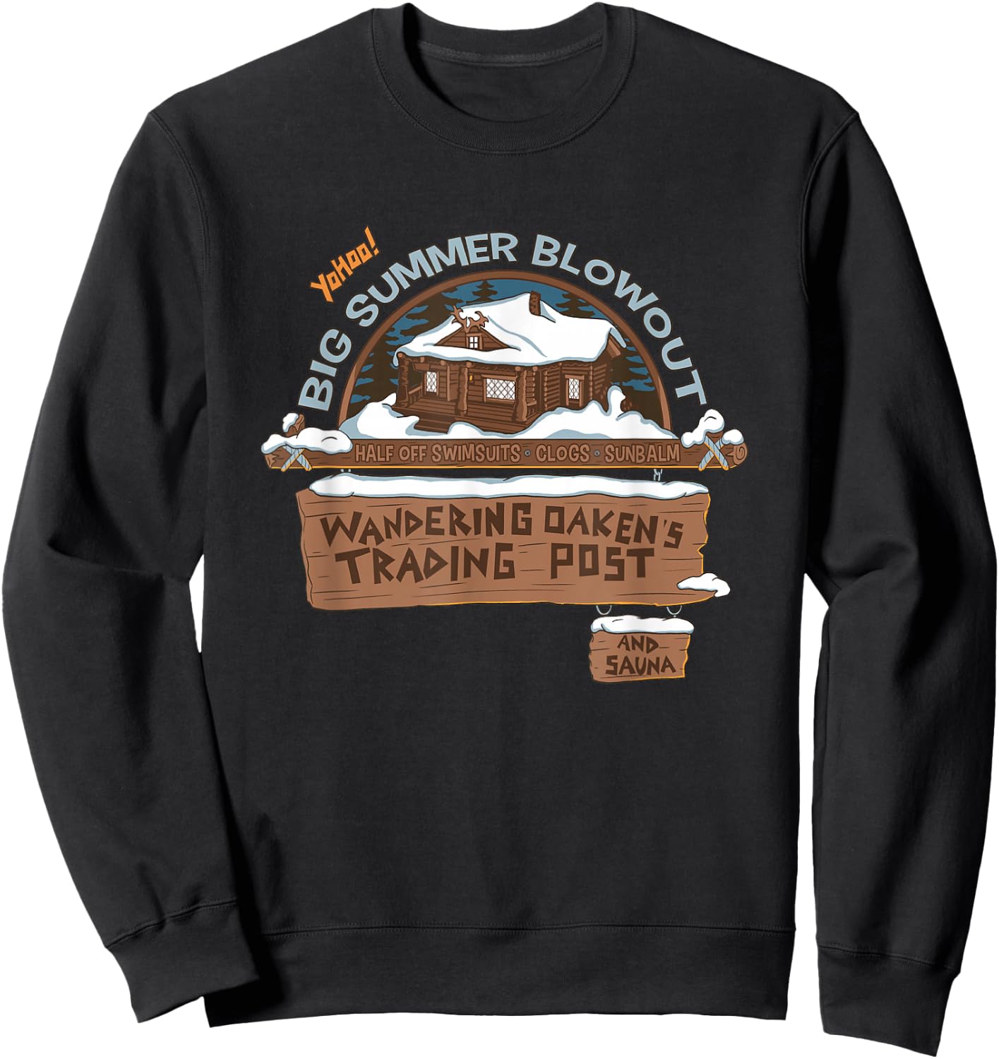 Disney Frozen Wandering Oaken's Trading Post Vintage Logo Sweatshirt - Sweatshirt | Black