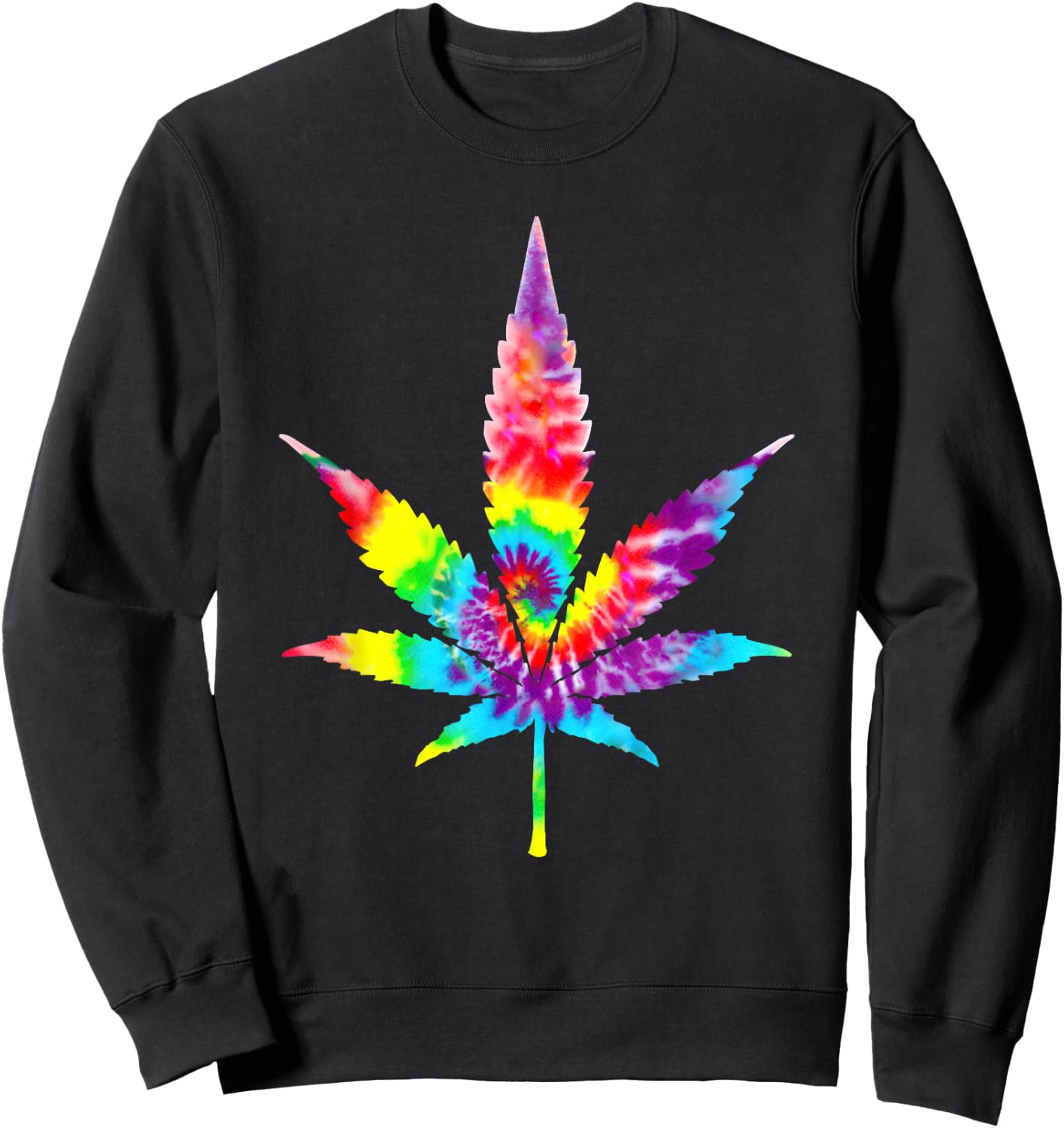 Tie Dye Weed Magic Mushrooms Cannabis 420 Trippy Hippie Gift Sweatshirt - Sweatshirt | Black