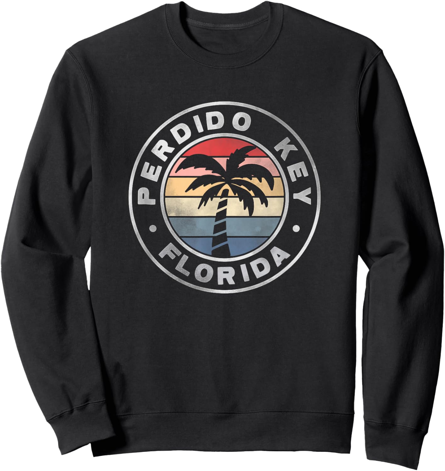 Perdido Key Florida Sunset Palm Trees Beach Retro Sweatshirt - Sweatshirt | Black