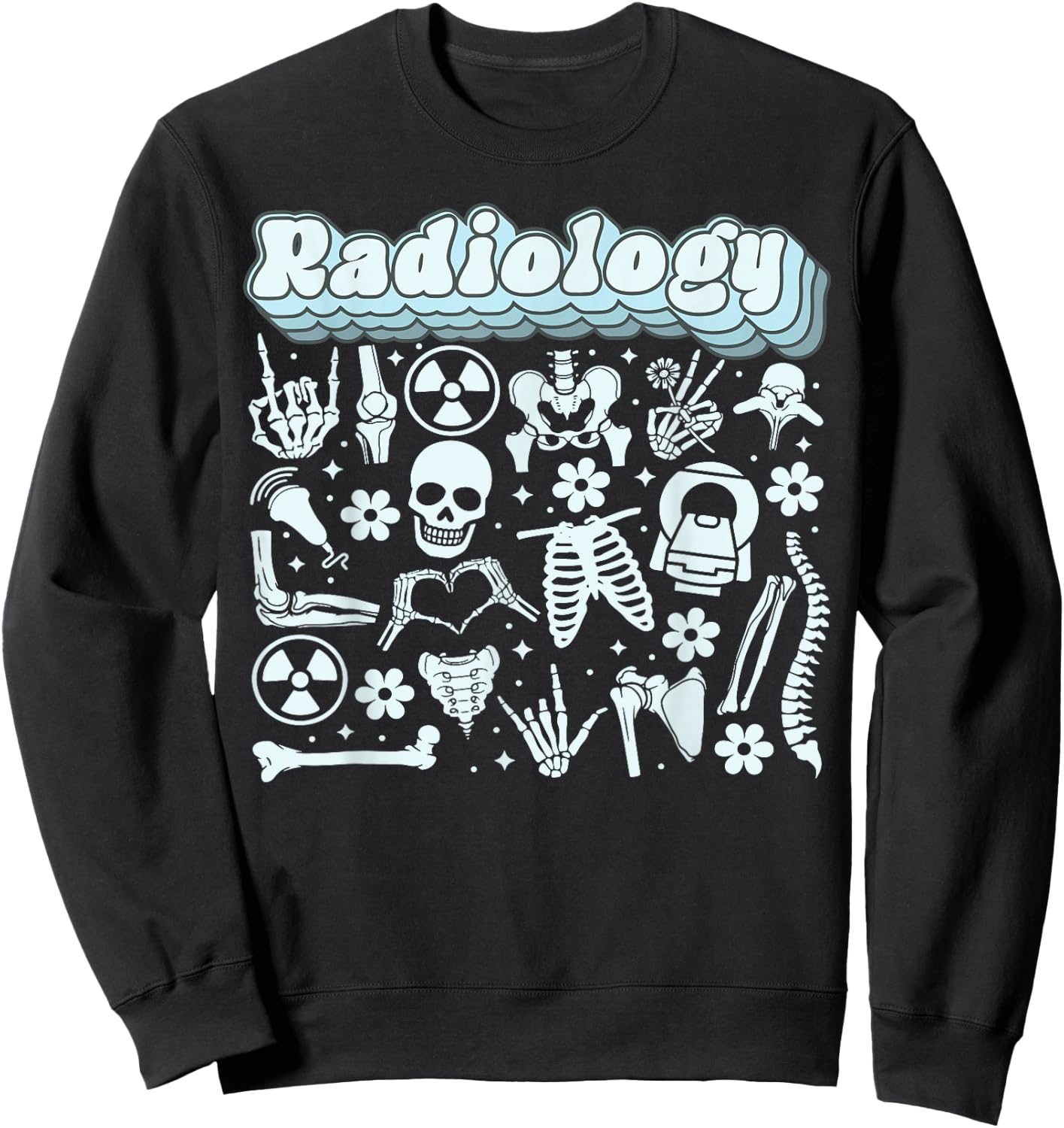 Retro Radiology X-ray Rad Tech Skeleton MRI Tech Graduation Sweatshirt - Sweatshirt | Black