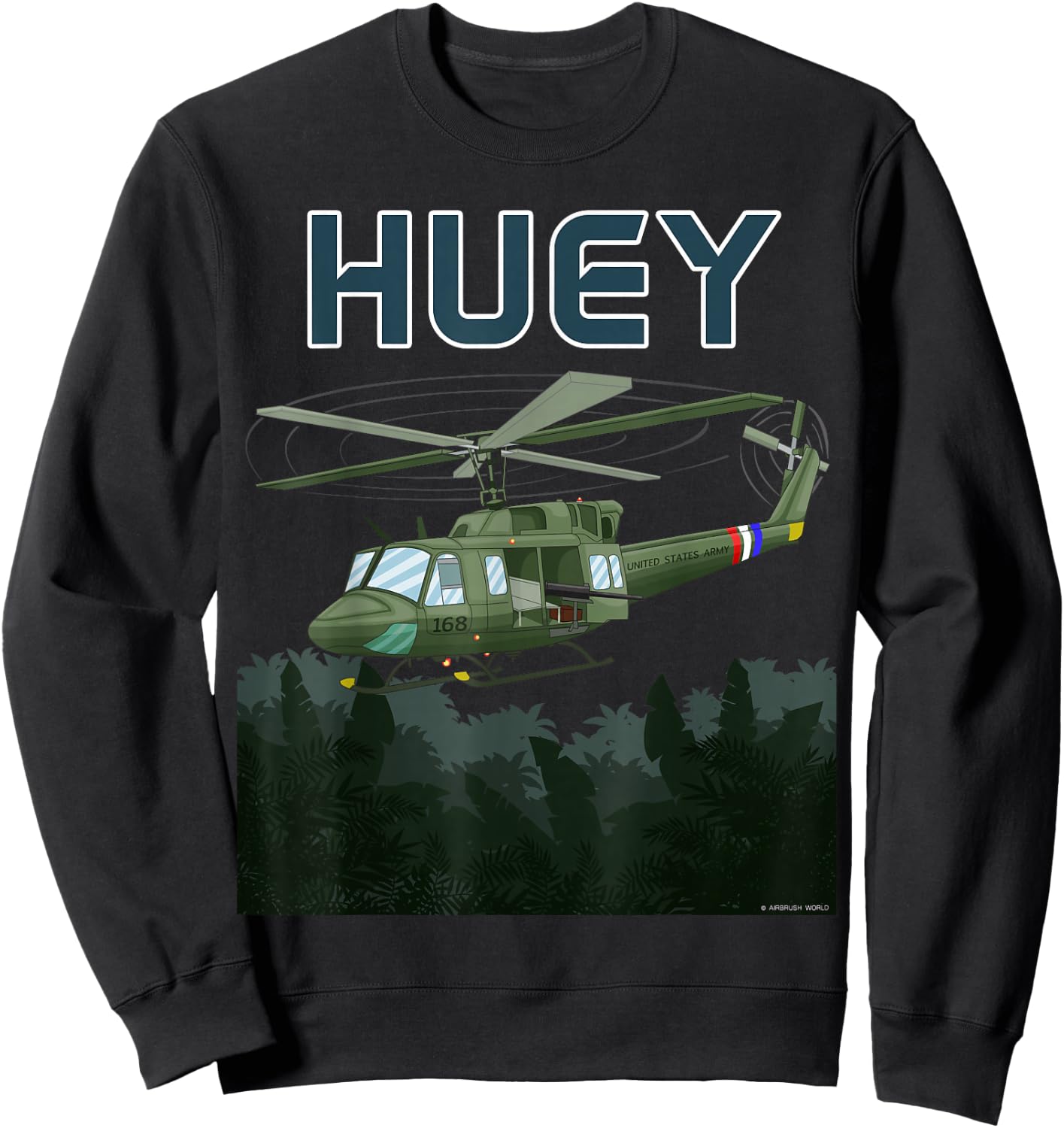 Huey Army Helicopter Military Armed Forces Helicopter Sweatshirt - Sweatshirt | Black