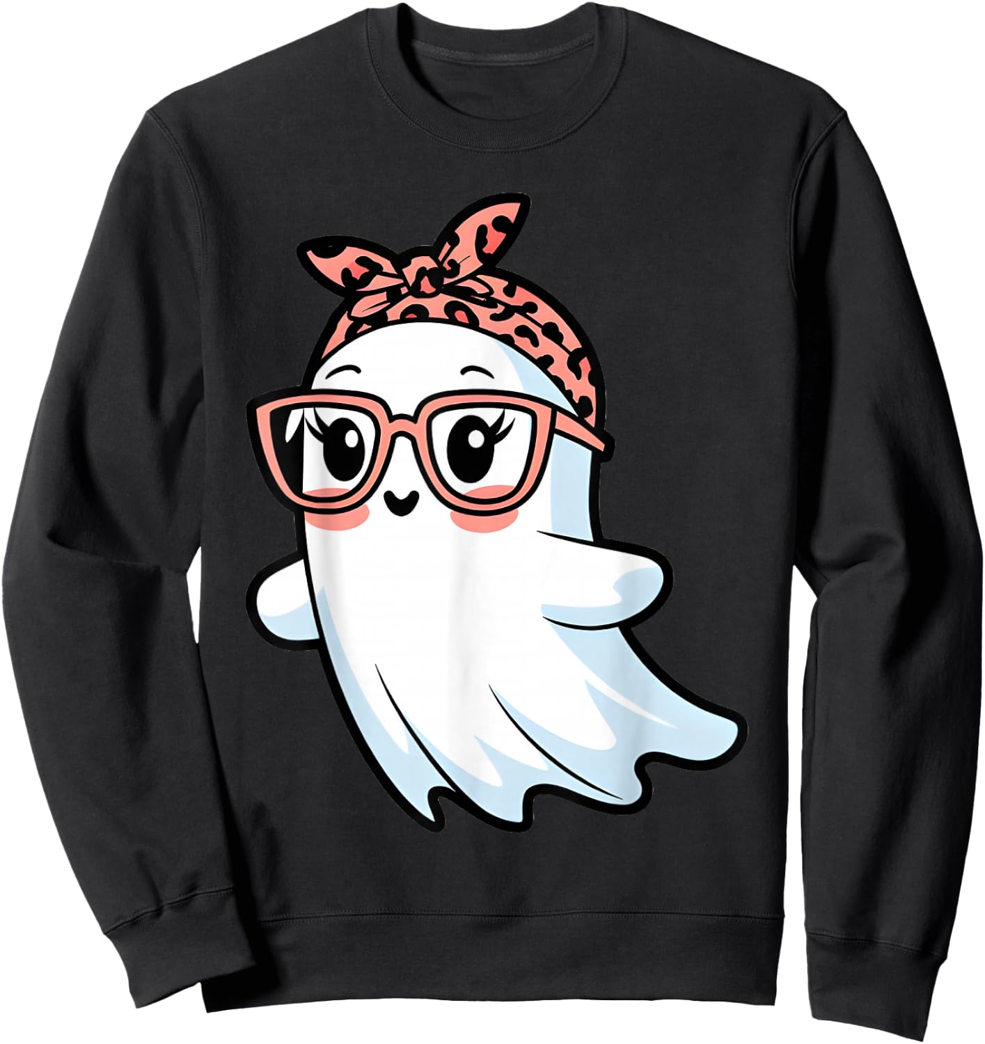 Cute Halloween Ghost Glasses Girl Ghost Costume Eyeglass Sweatshirt - Sweatshirt | Black