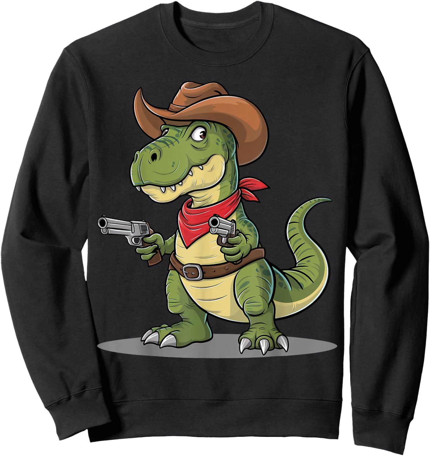 Funny Cowboy T Rex Dinosaur Wild West Country Boys Gift Sweatshirt - Sweatshirt | Black