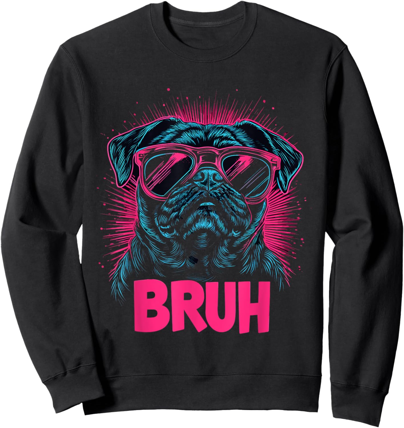 Pug says Bruh, Adorable Dog Funny Humor Fashion Men Kids Sweatshirt - Sweatshirt | Black