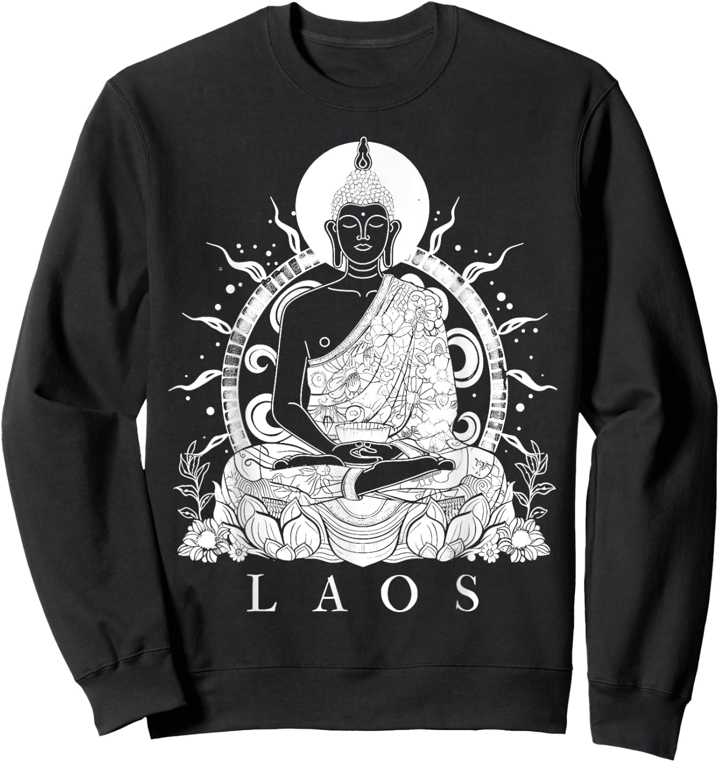 Laos Buddha Vintage Buddhist Souvenir Sweatshirt - Sweatshirt | Black