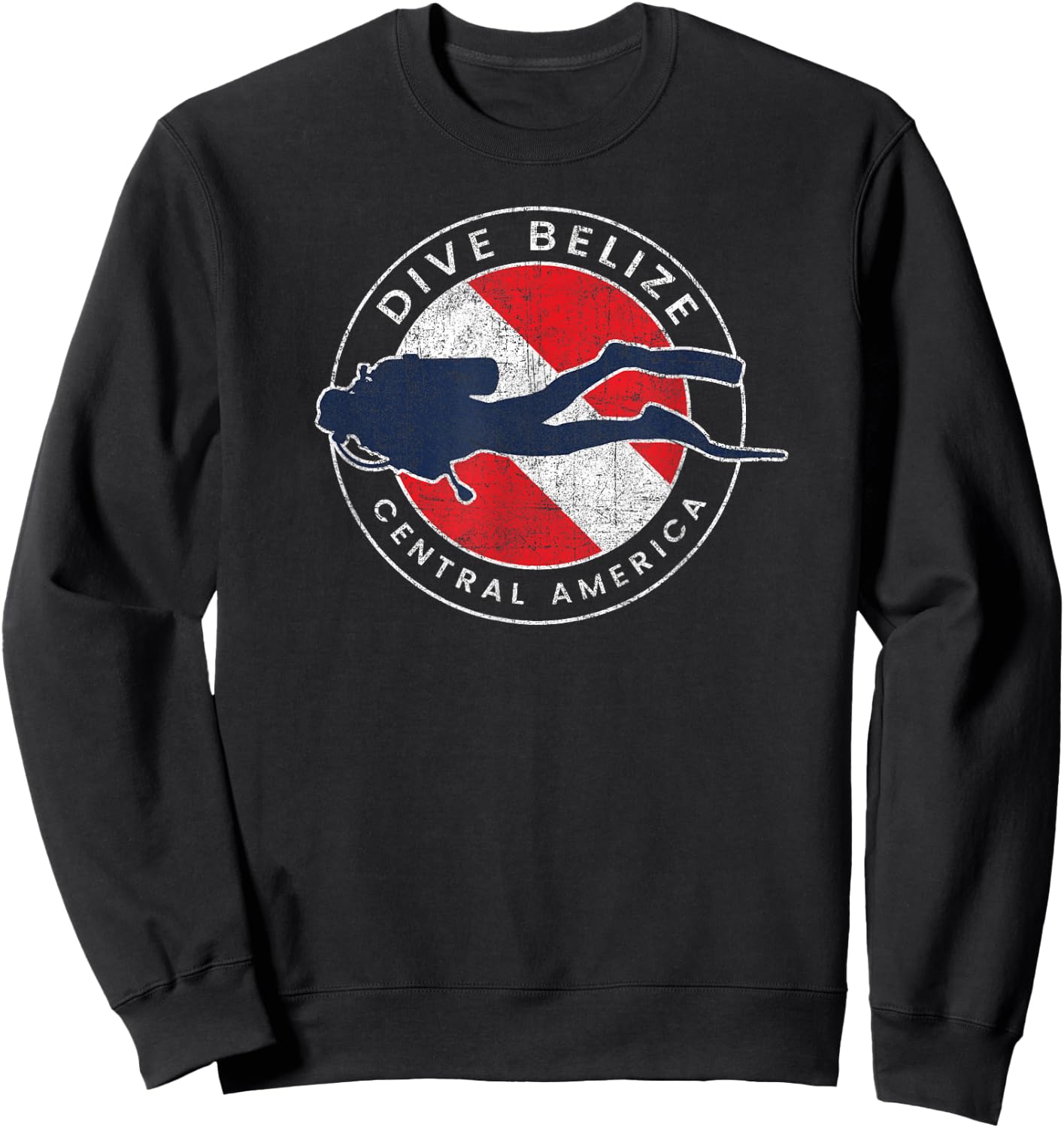 Retro Dive Belize Scuba Diver Vintage Dive Flag Sweatshirt - Sweatshirt | Black
