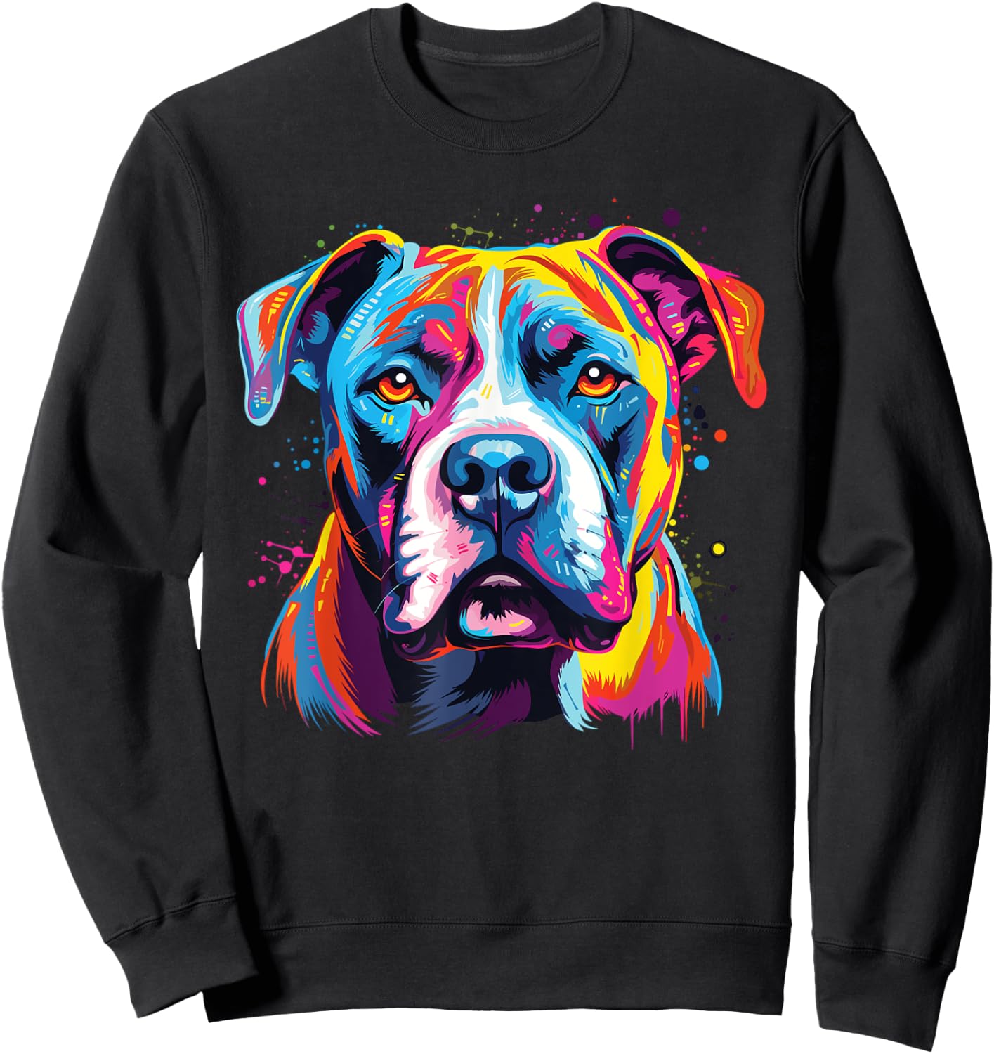 Watercolor Colorful American Bulldog Dog Sweatshirt - Sweatshirt | Black