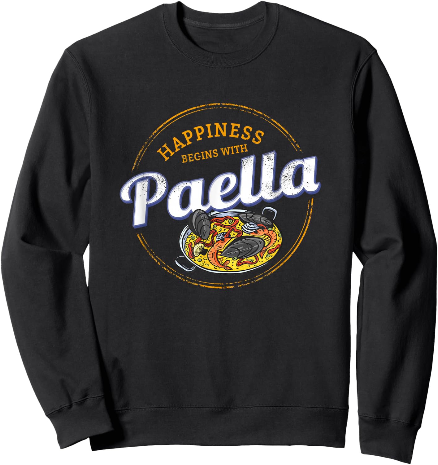 Paella Snack Vintage Spain Retro Paella Pan Souvenir Sweatshirt - Sweatshirt | Black