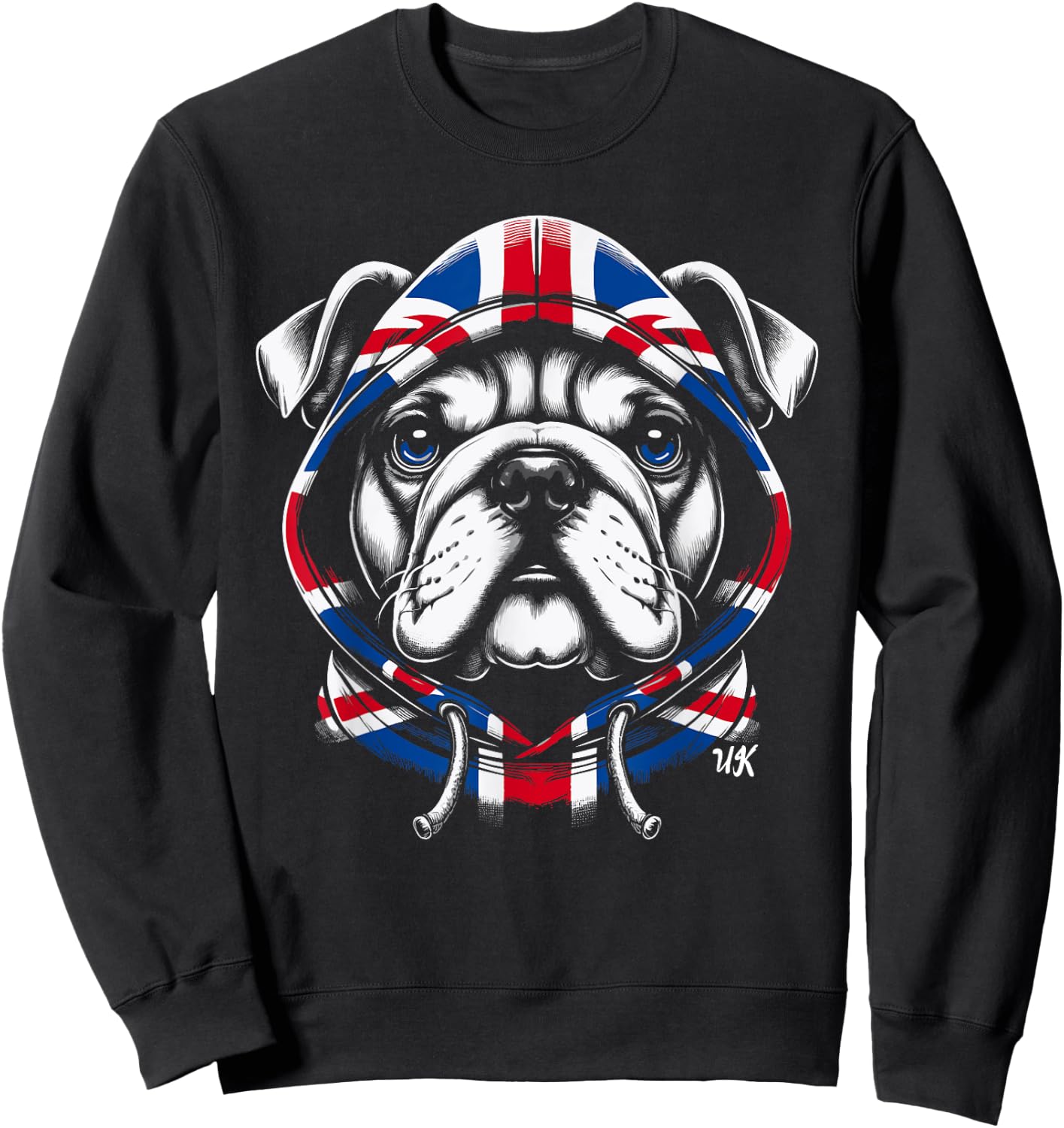 Bulldog UK British Flag England Men Women Kids Sweatshirt - Sweatshirt | Black