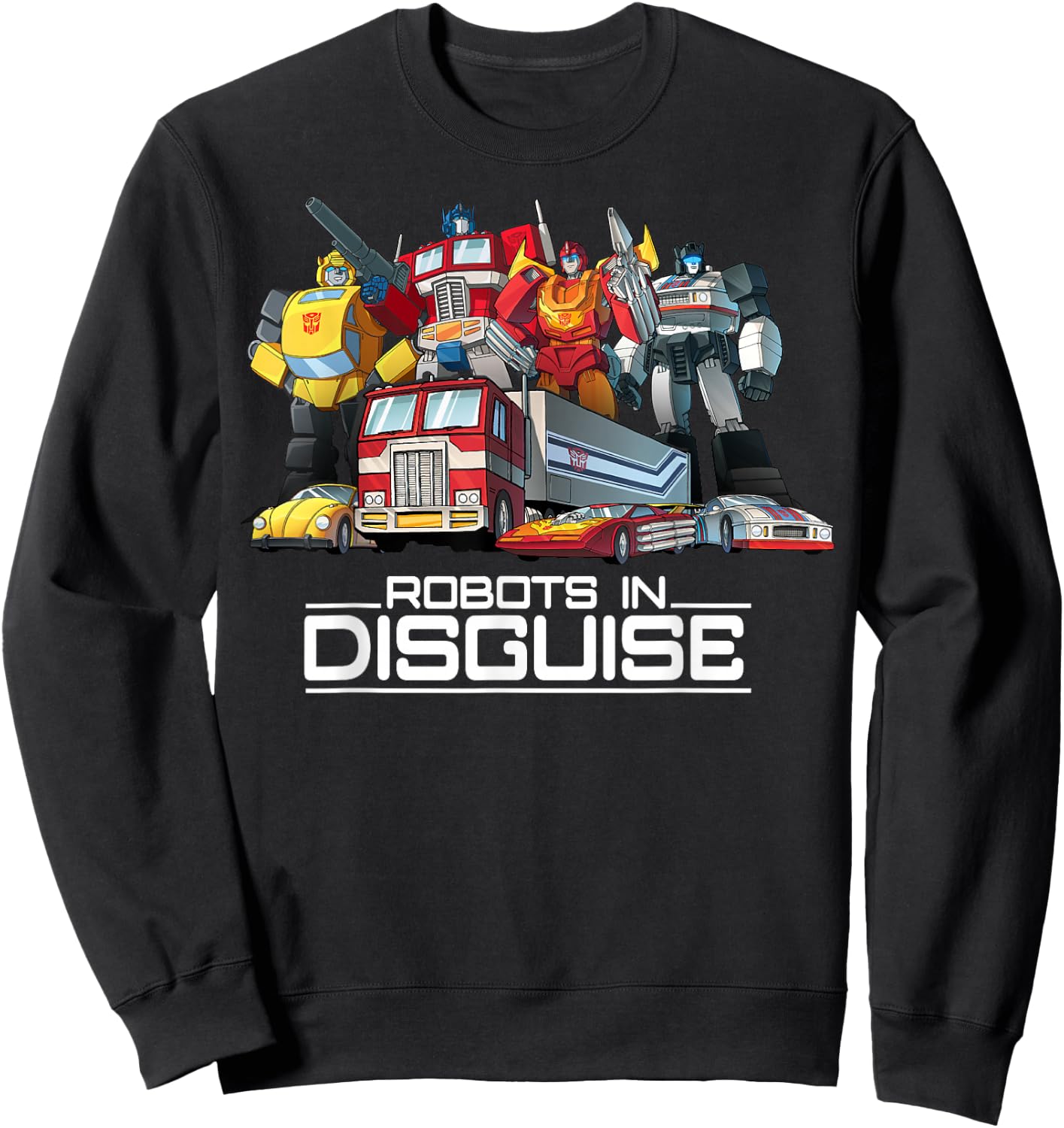 Transformers Robots In Disguise Vintage Retro Autobots Group Sweatshirt - Sweatshirt | Black