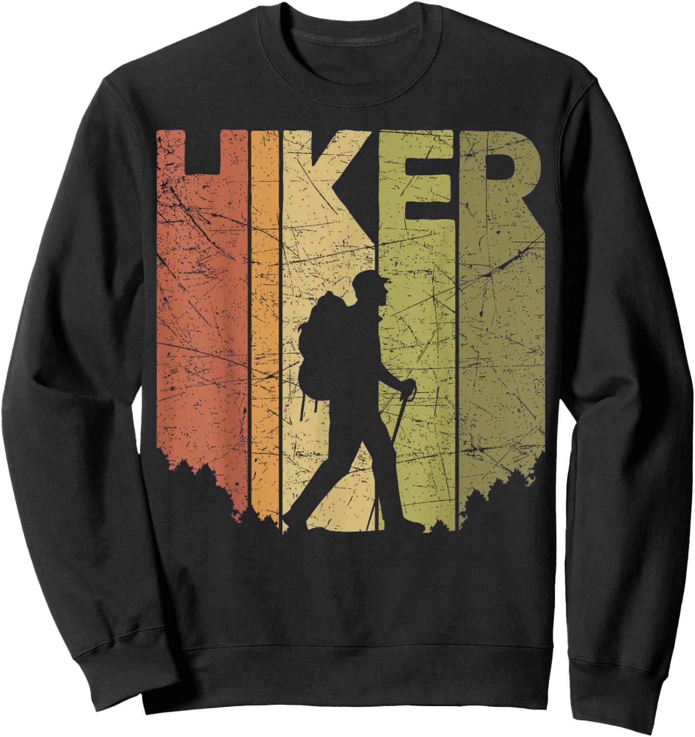 Hiker Vintage Outdoor Hiking Retro Mountain Hiker Graphic Sweatshirt - Sweatshirt | Black