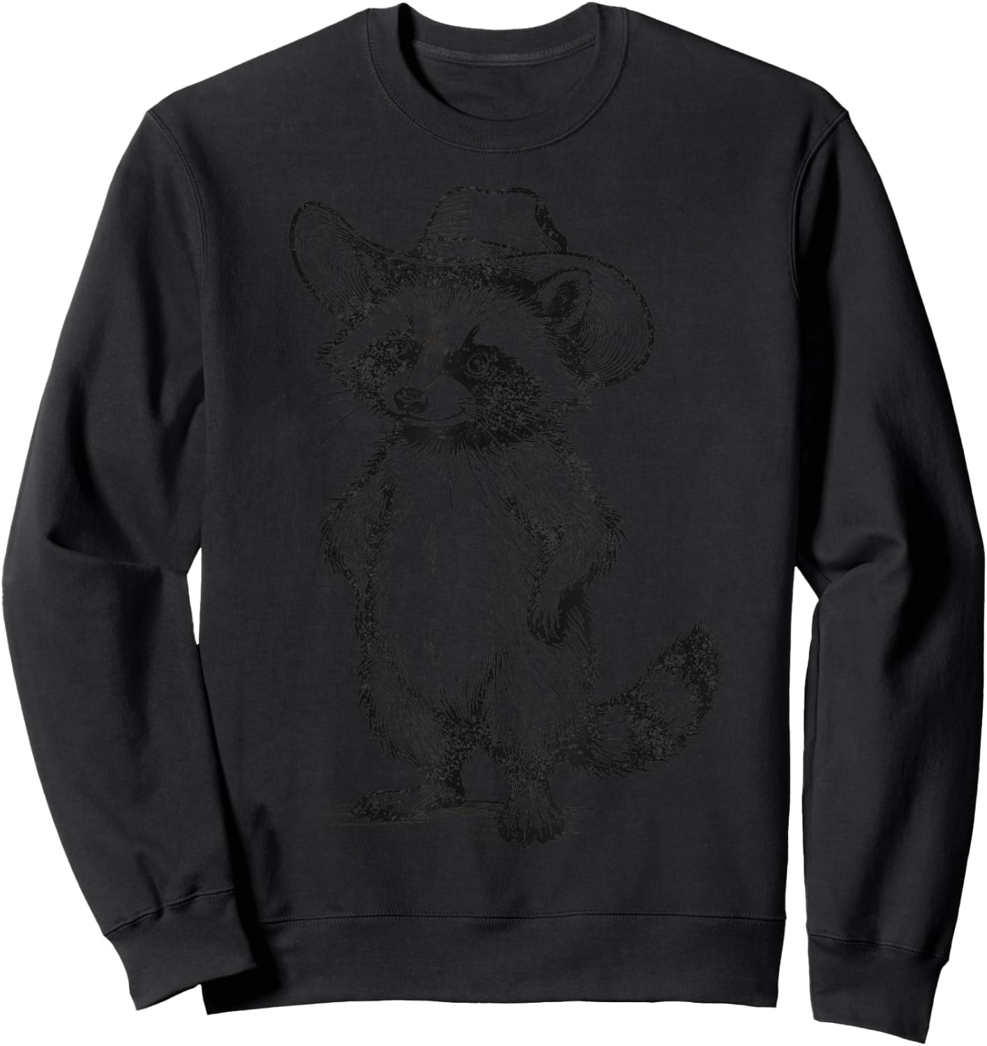 Raccoon Cowboy Cowgirl Western Country Sweatshirt - Sweatshirt | Black