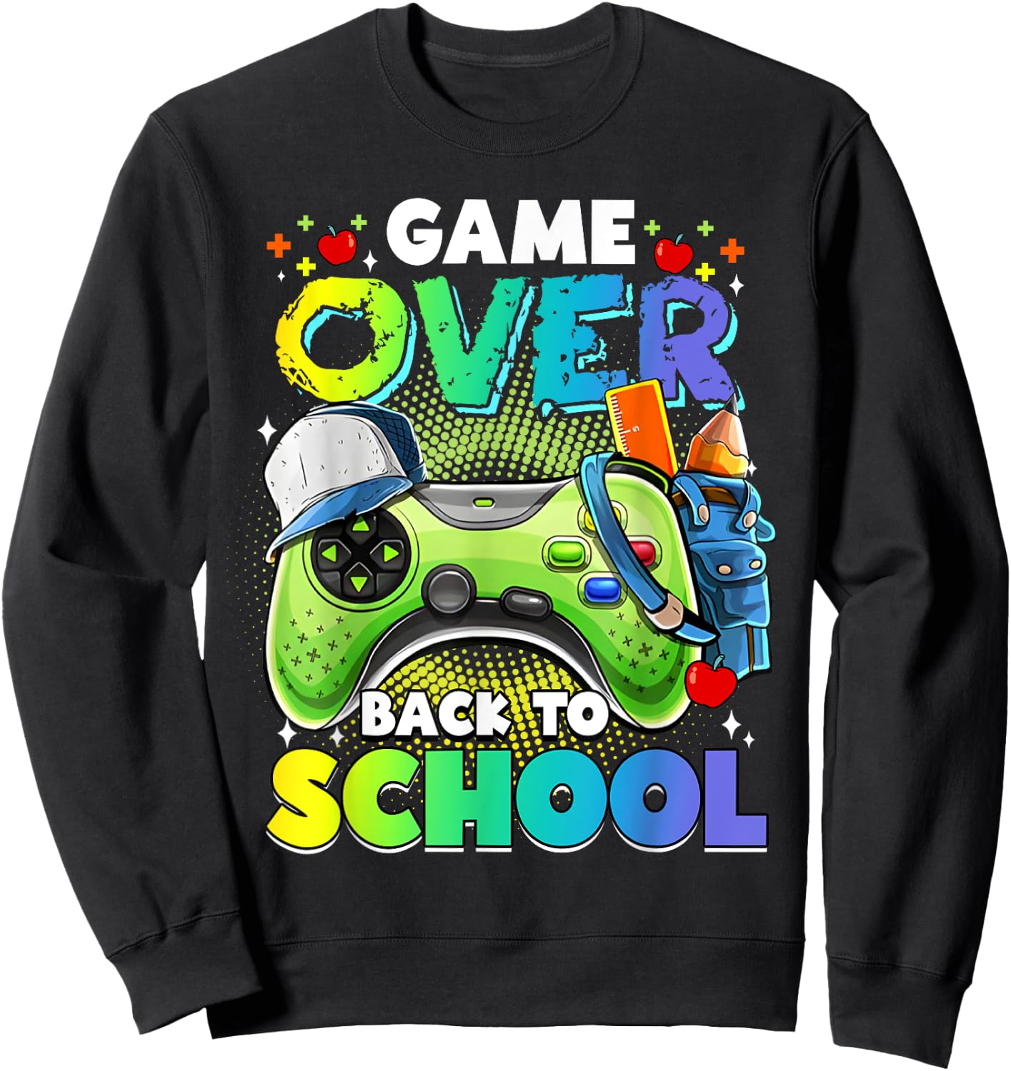 Back To School , Boys, Kids Game Over Back To School Sweatshirt - Sweatshirt | Black