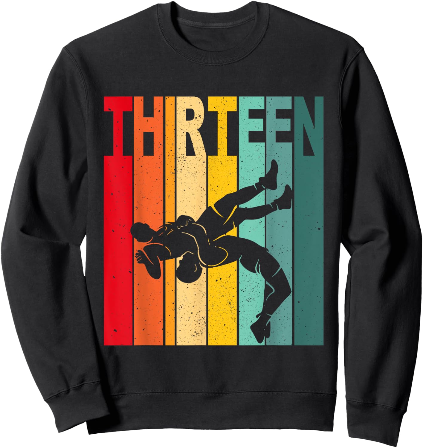 13th Retro Wrestling Theme 13 Year Old Kids Birthday Sweatshirt - Sweatshirt | Black