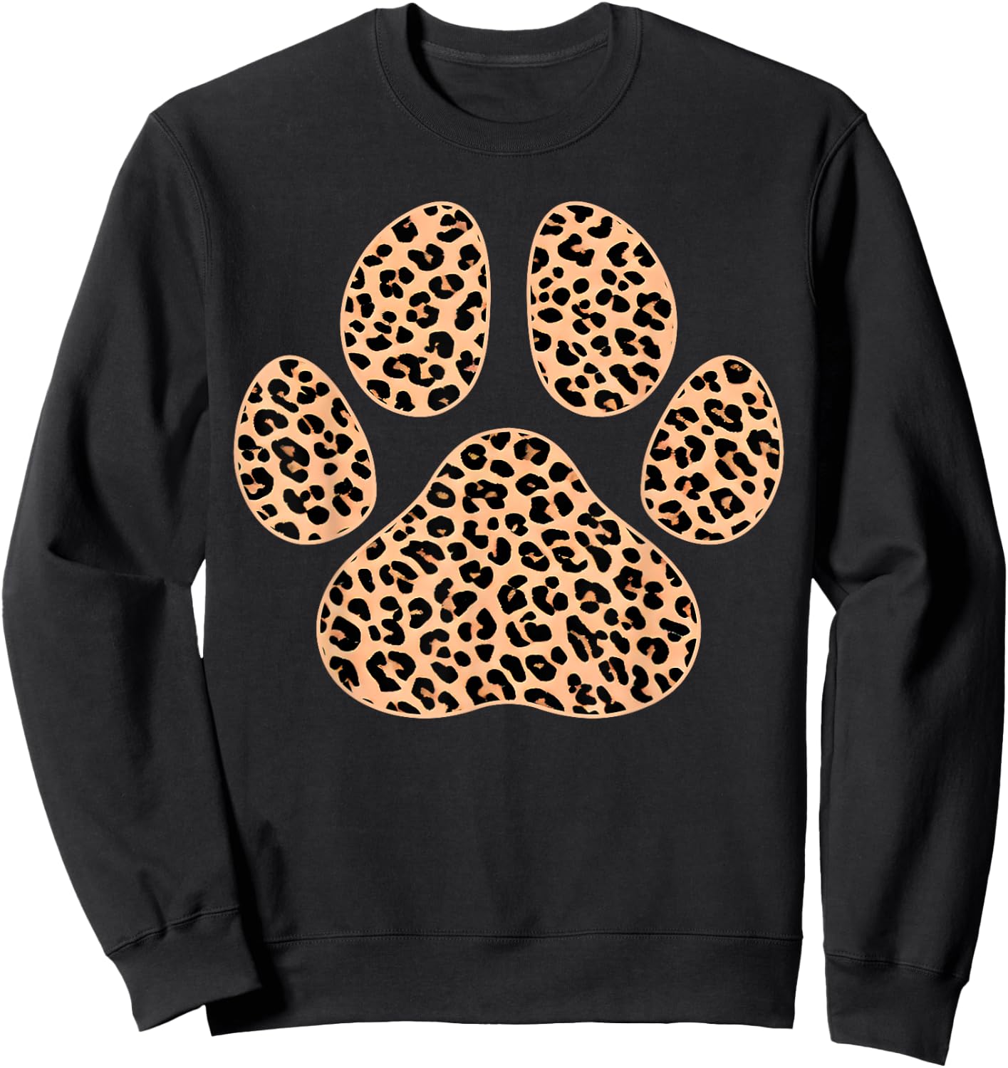 Cat Paw Print Cute Leopard Pattern Dog Lover Leopard Print Men Women Girls Kids Sweatshirt - Sweatshirt | Black