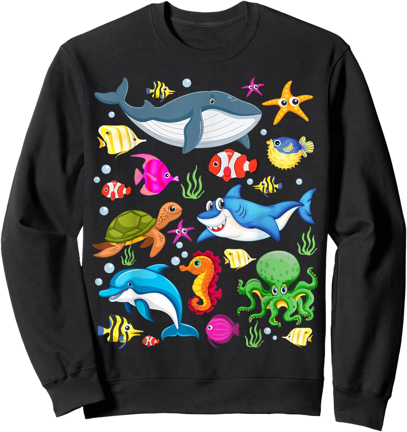 Cute Ocean Creatures Clownfish Sea Animals Kids Children Sweatshirt - Sweatshirt | Black