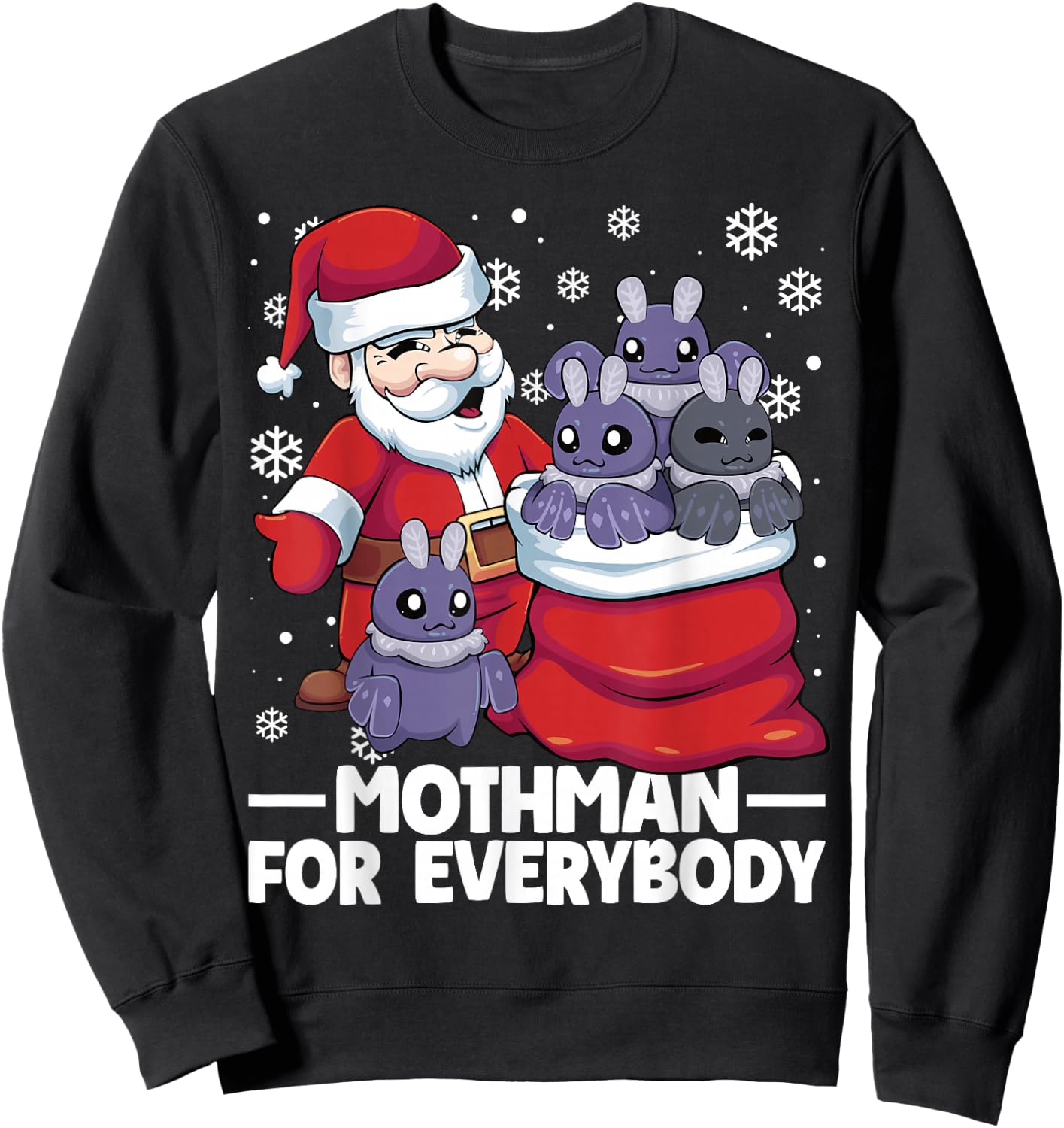 Mothman For Everybody Santa Christmas Mothman Funny Sweatshirt - Sweatshirt | Black