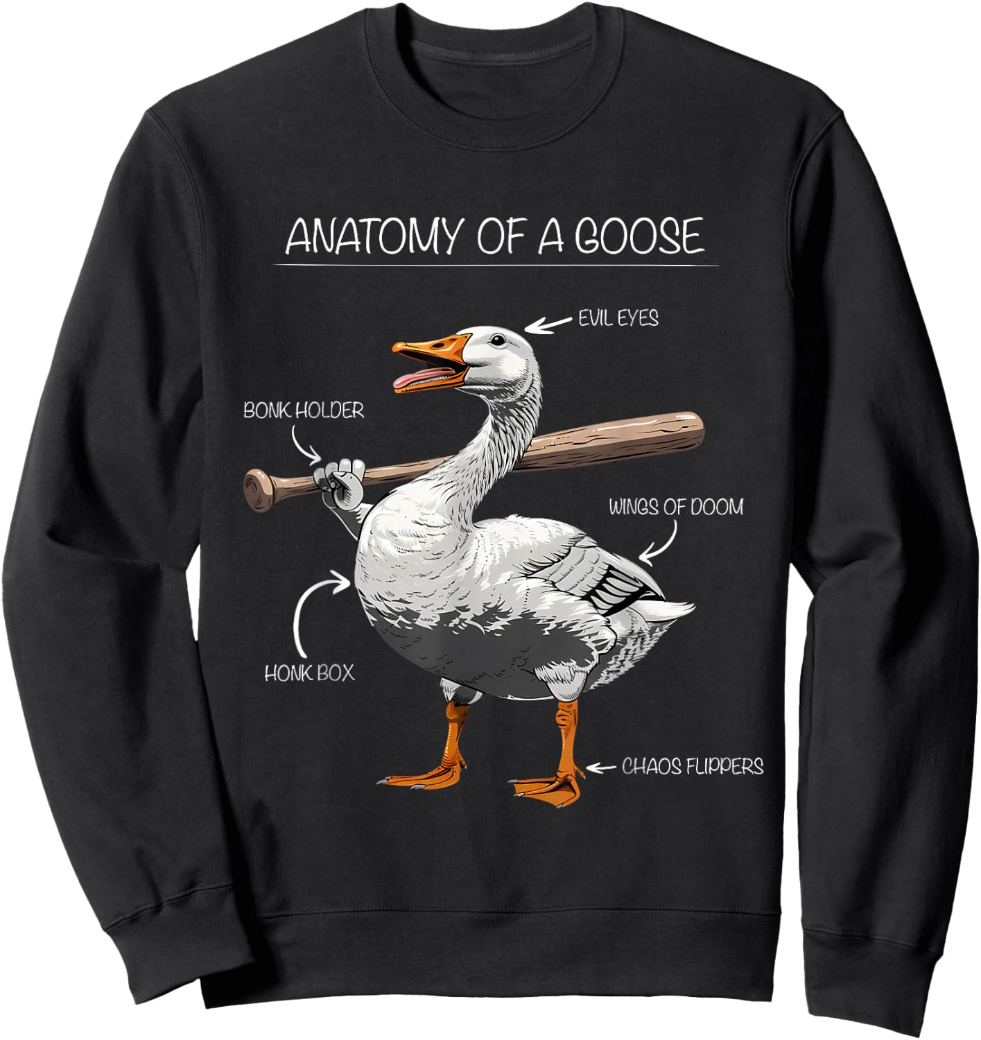 Anatomy of a Goose Funny Sweatshirt - Sweatshirt | Black