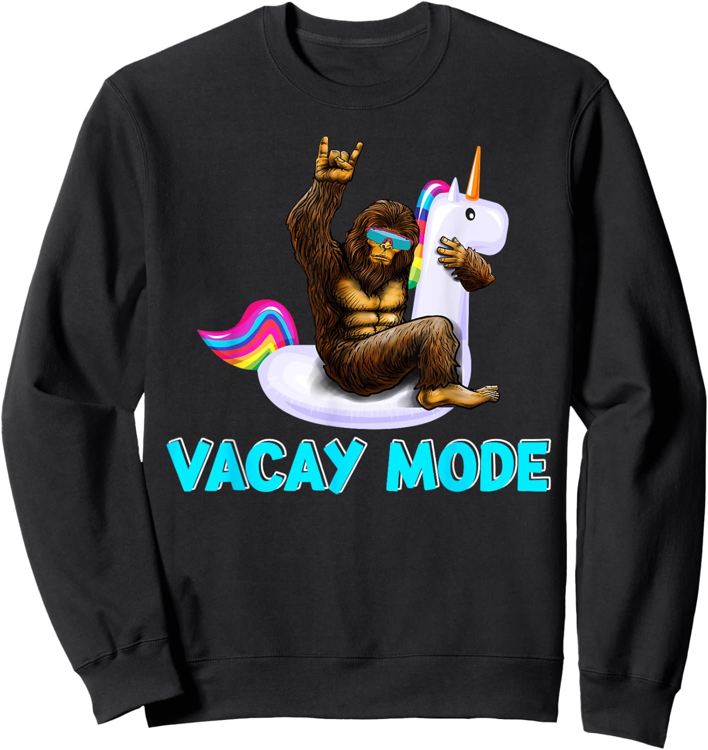 Trendy Vacation Outfit Pool Party Bigfoot Float Vacay Mode Sweatshirt - Sweatshirt | Black