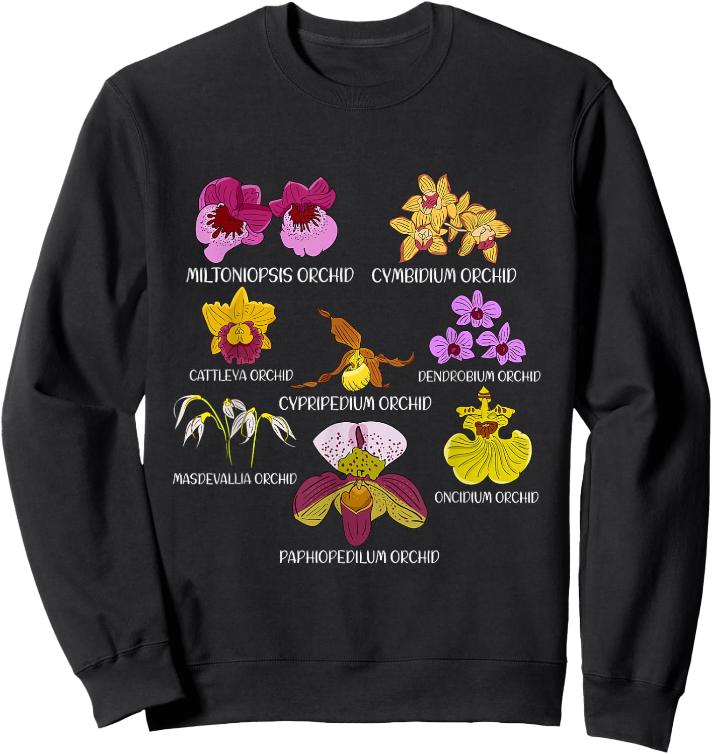 Orchid Species Flower Lover Florist Orchids Sweatshirt - Sweatshirt | Black