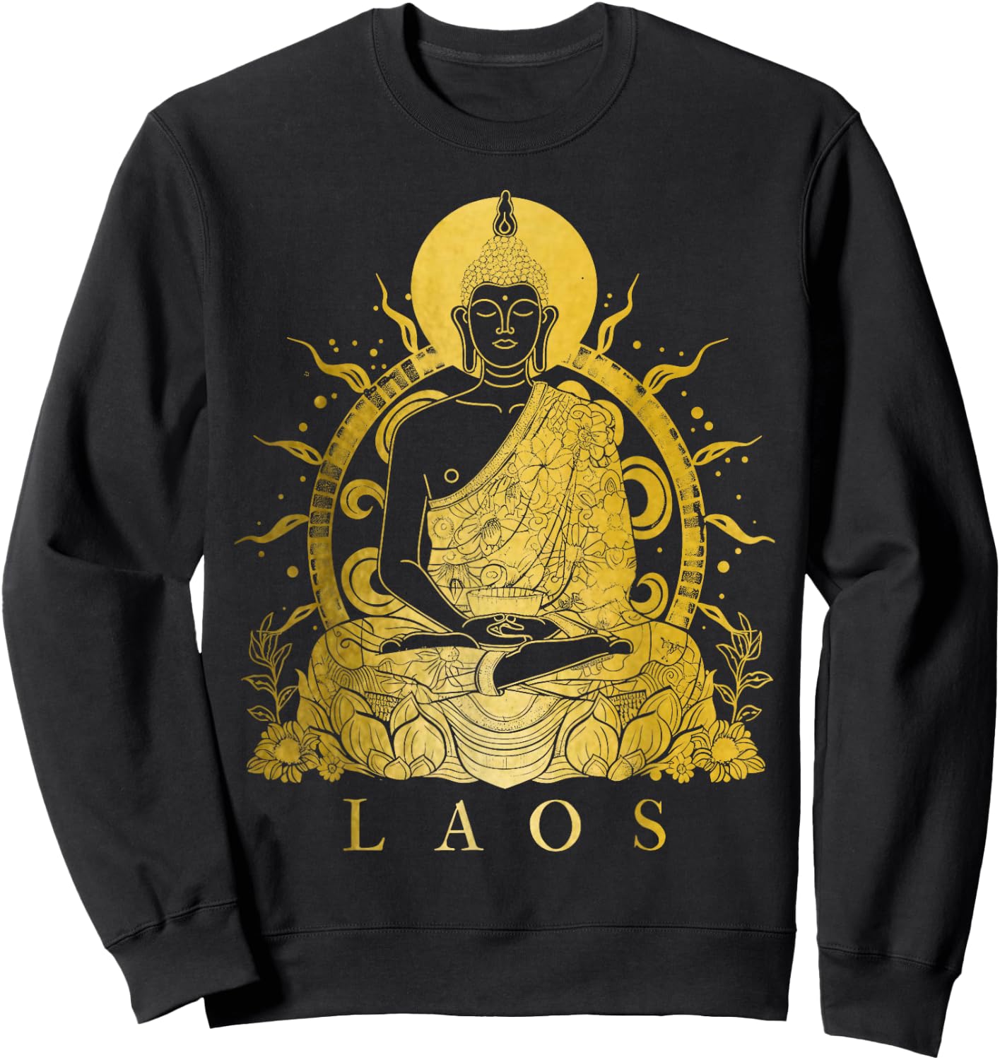 Laos Buddha Vintage Buddhist Souvenir Sweatshirt - Sweatshirt | Black