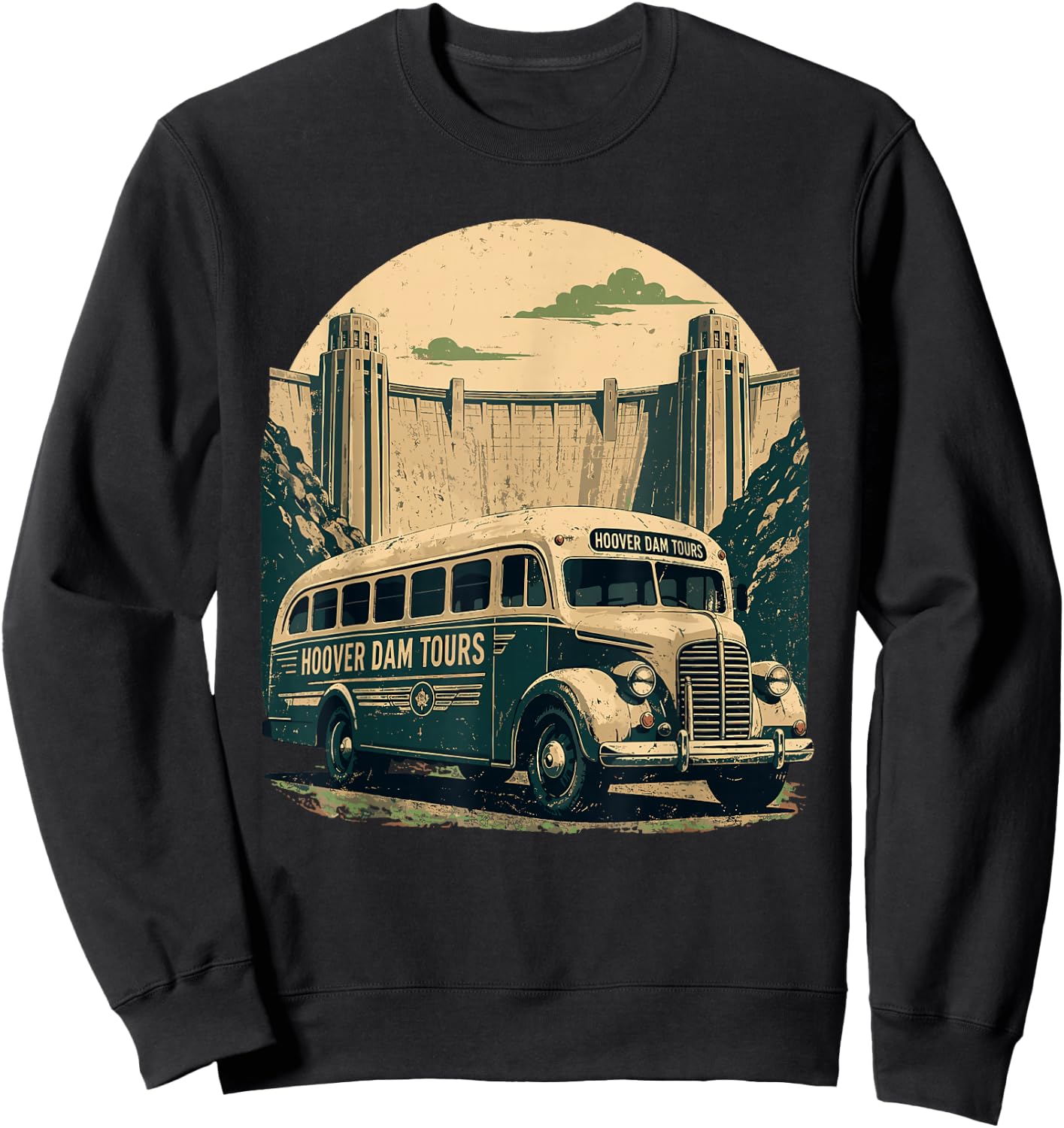 Hoover Dam Vintage Tour Bus Sweatshirt - Sweatshirt | Black