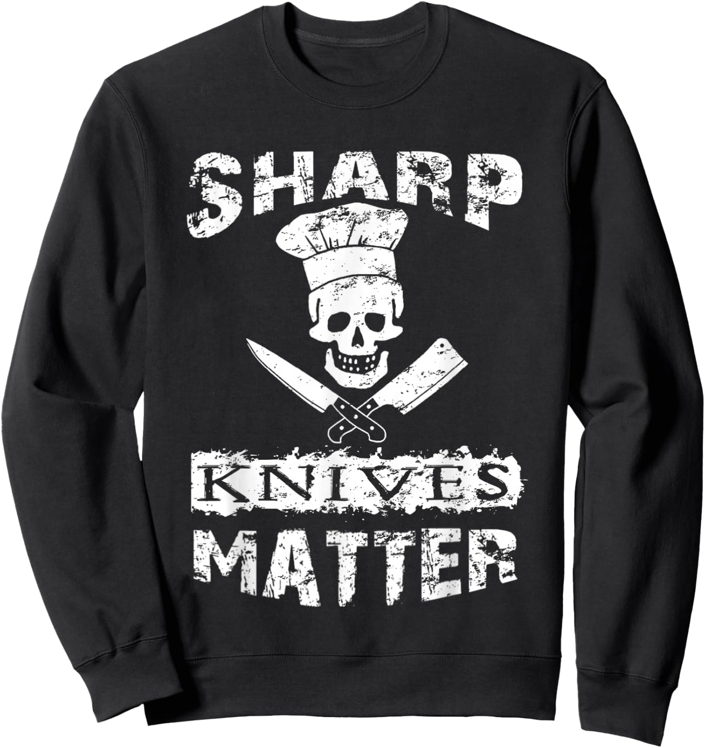 Sharp Knives Matter Chef Skull With Knives Sweatshirt - Sweatshirt | Black