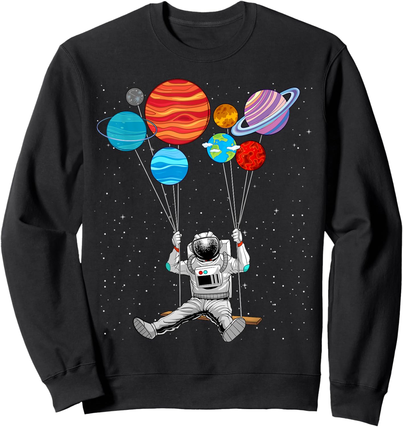 Space Themed Women Outer Space Moon Galaxy Astronaut Sweatshirt - Sweatshirt | Black