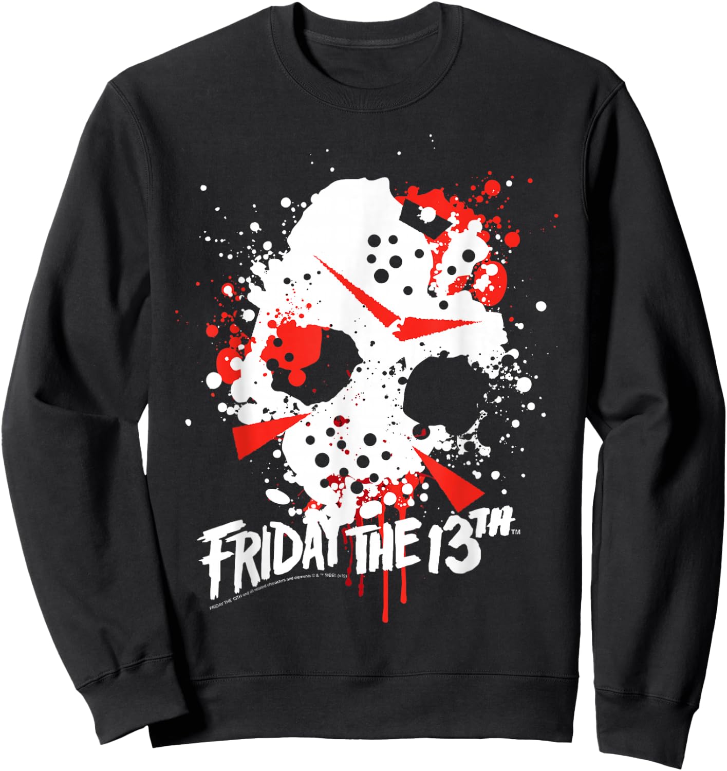 Friday The 13th Jason Blood Splatter Mask Sweatshirt - Sweatshirt | Black