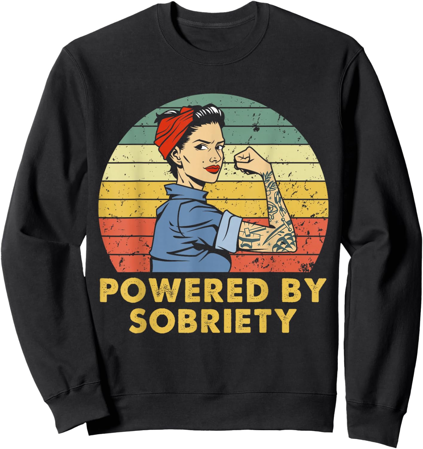 Powered By Sobriety Alcoholics Anonymous AA Sober Women Sweatshirt - Sweatshirt | Black