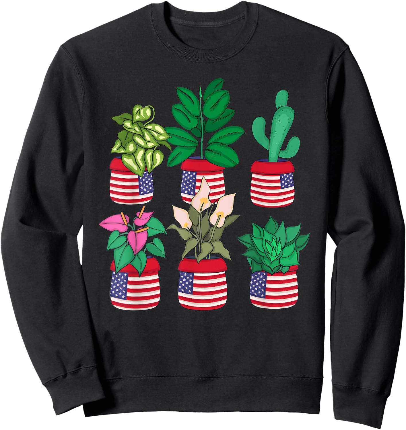 Plant Lover 4th Of July Women Florist Plants Sweatshirt - Sweatshirt | Black